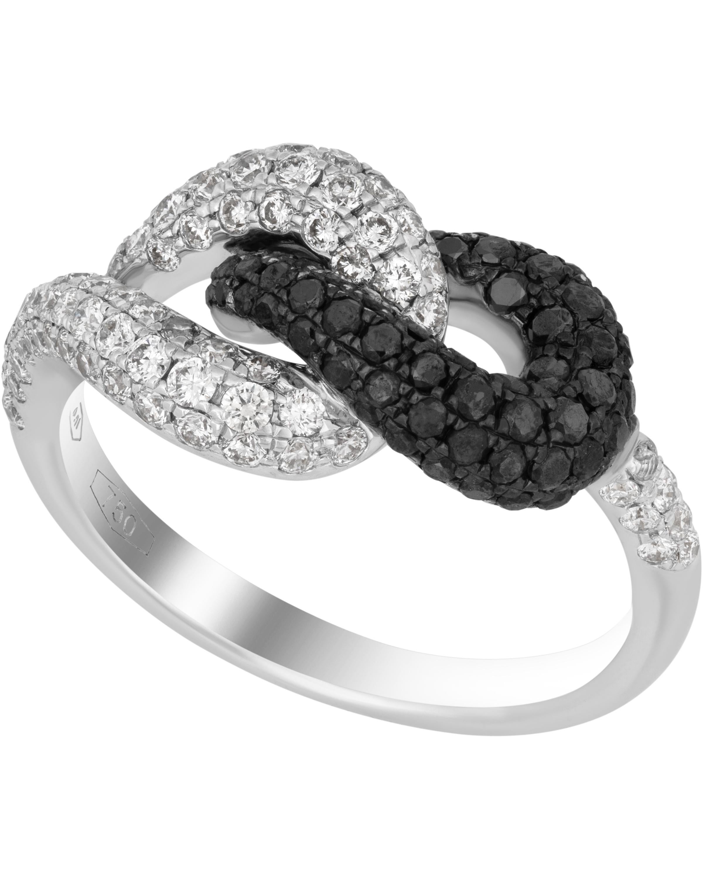 Contemporary Piero Milano 18K White and Black Gold, Diamond Ring Sz 6 For Sale