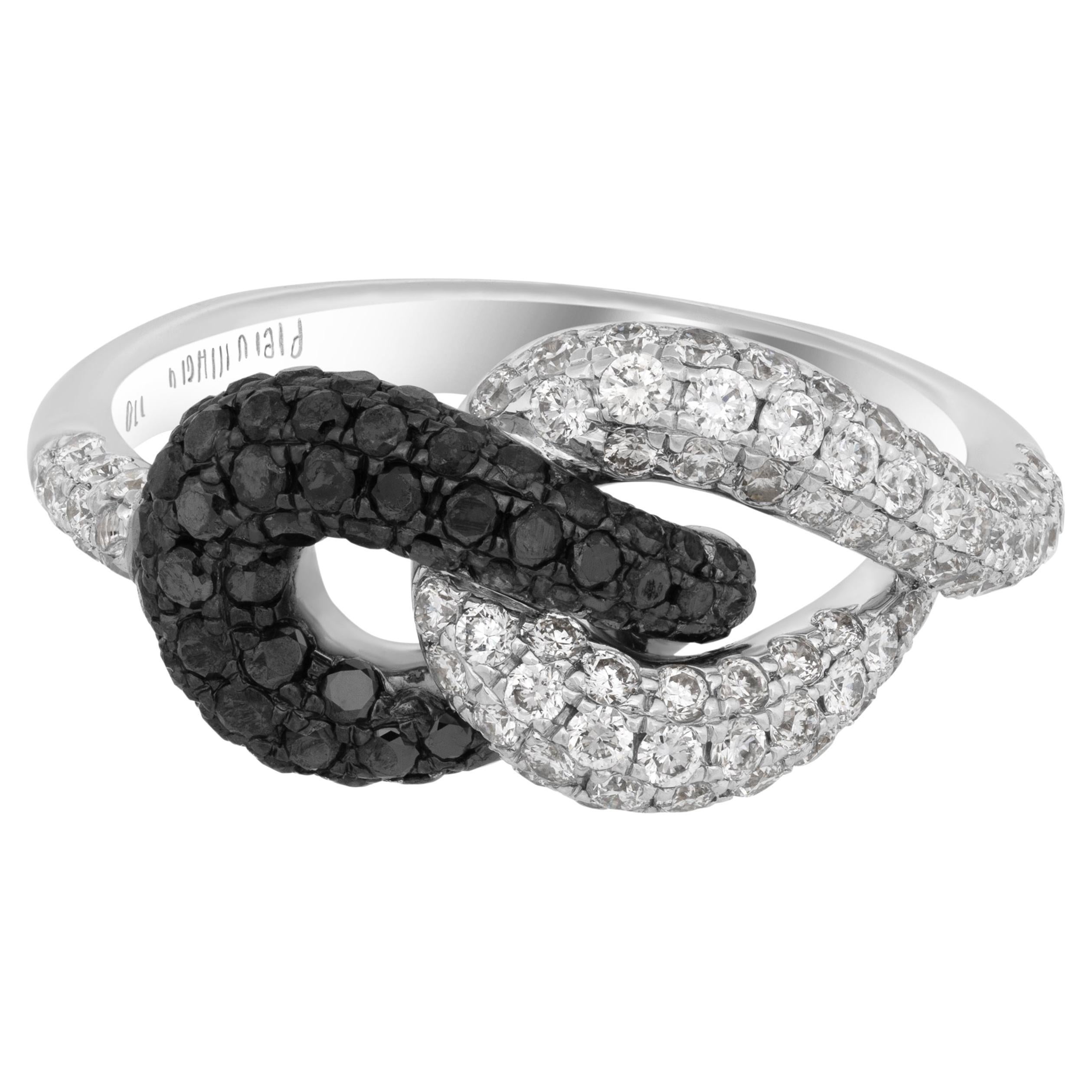Piero Milano 18K White and Black Gold, Diamond Ring Sz 6 For Sale