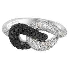 Piero Milano Ring aus 18 Karat Weiß- und Schwarzgold mit Diamanten Gr. 6