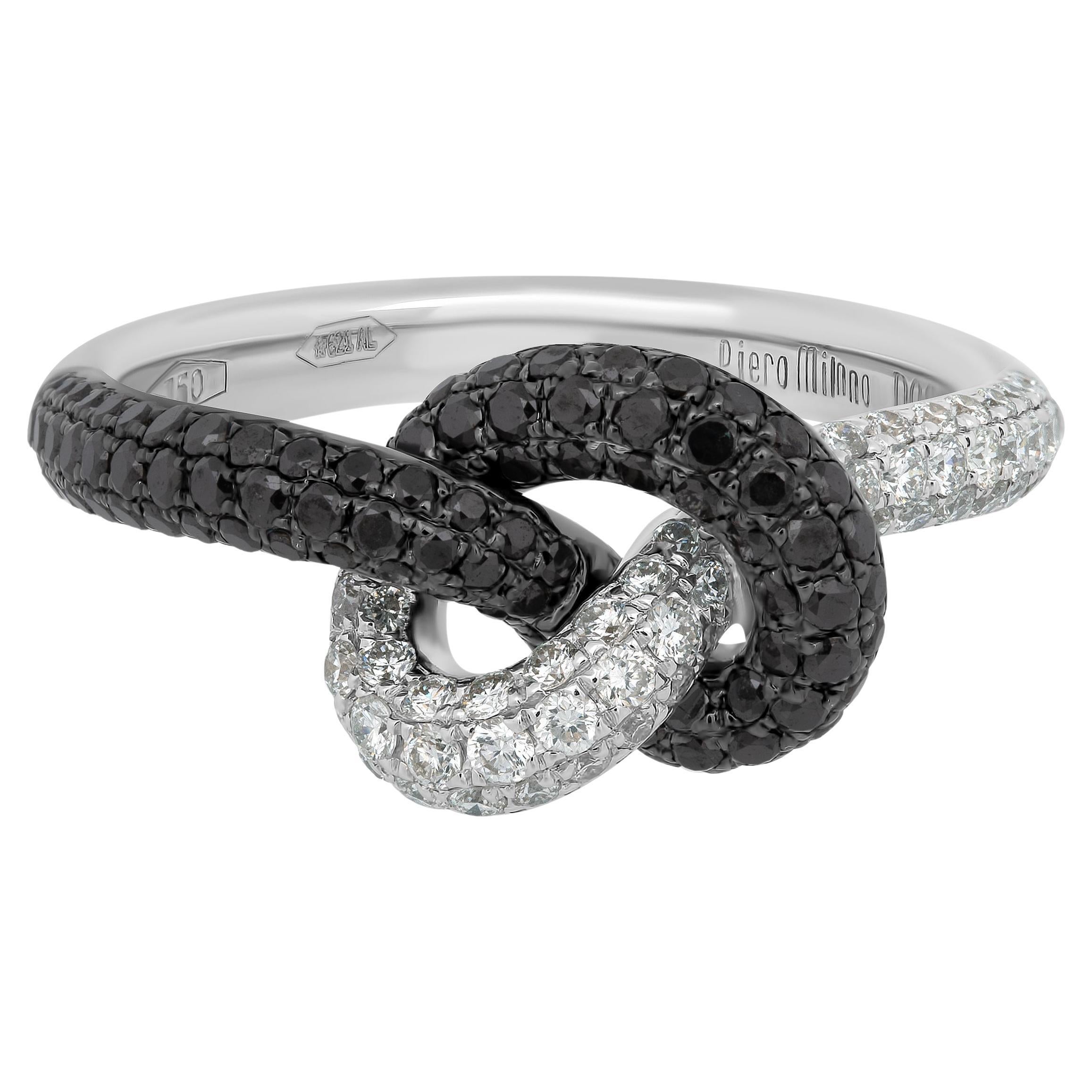 PIERO MILANO Bague en or blanc et noir 18K, diamant Sz 7