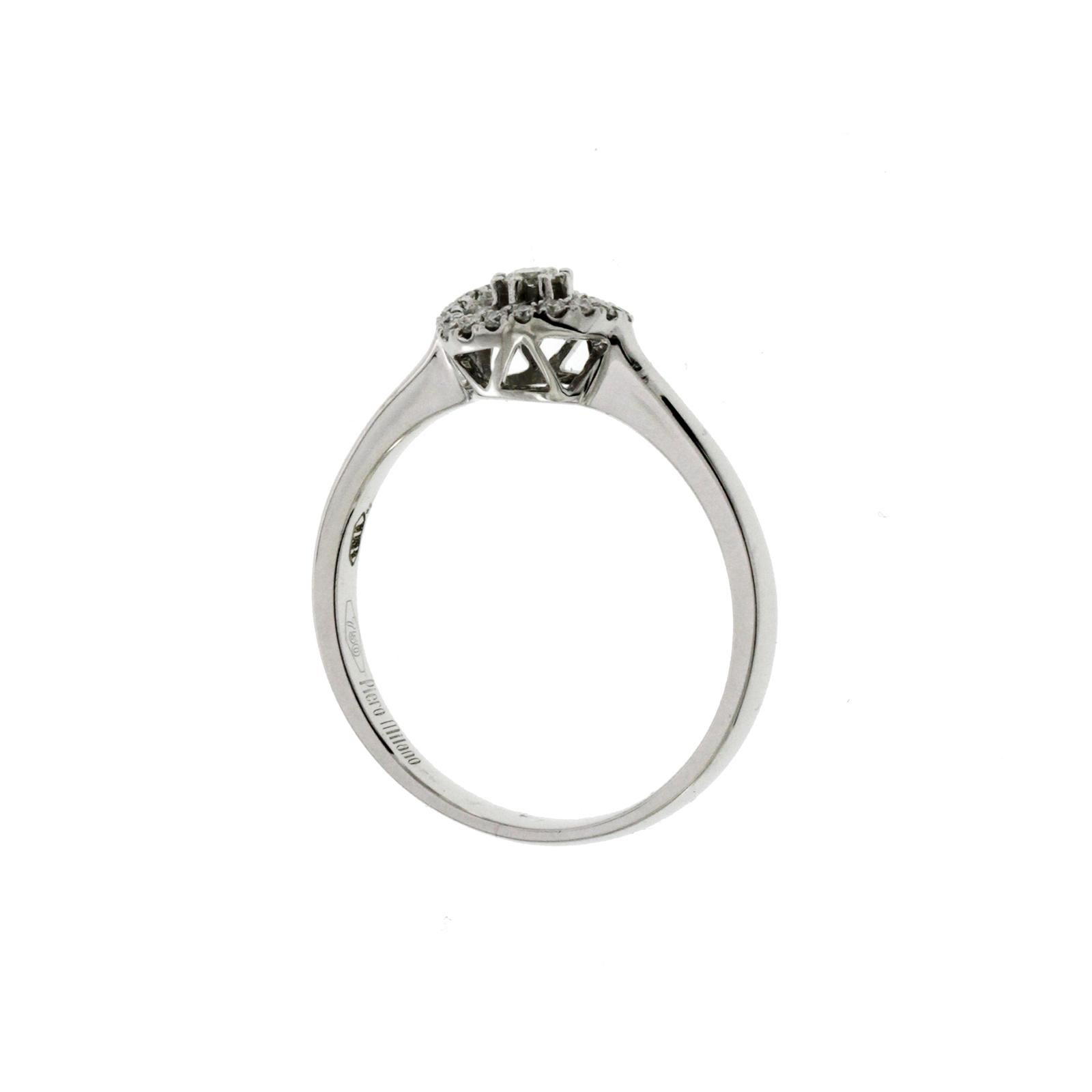 Women's or Men's PIERO MILANO 18K White Gold 0.21 CT Diamonds Engagement Ring For Sale