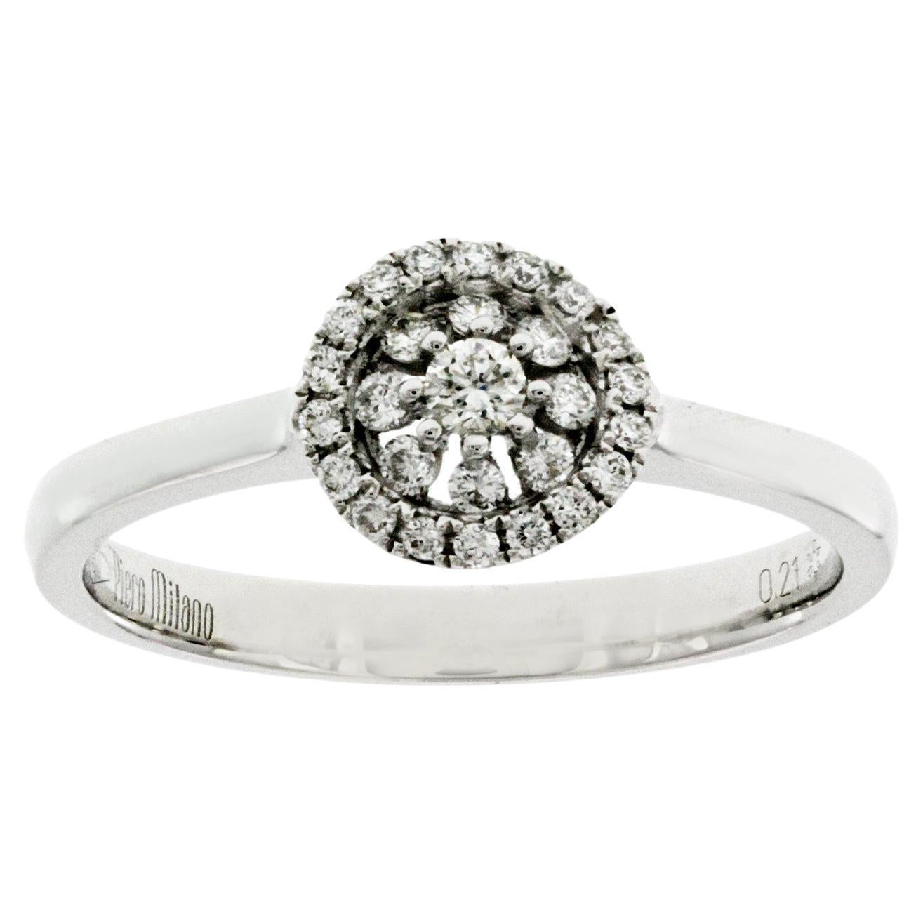 PIERO MILANO Anillo de compromiso de oro blanco de 18 quilates y 0,21 quilates de diamantes