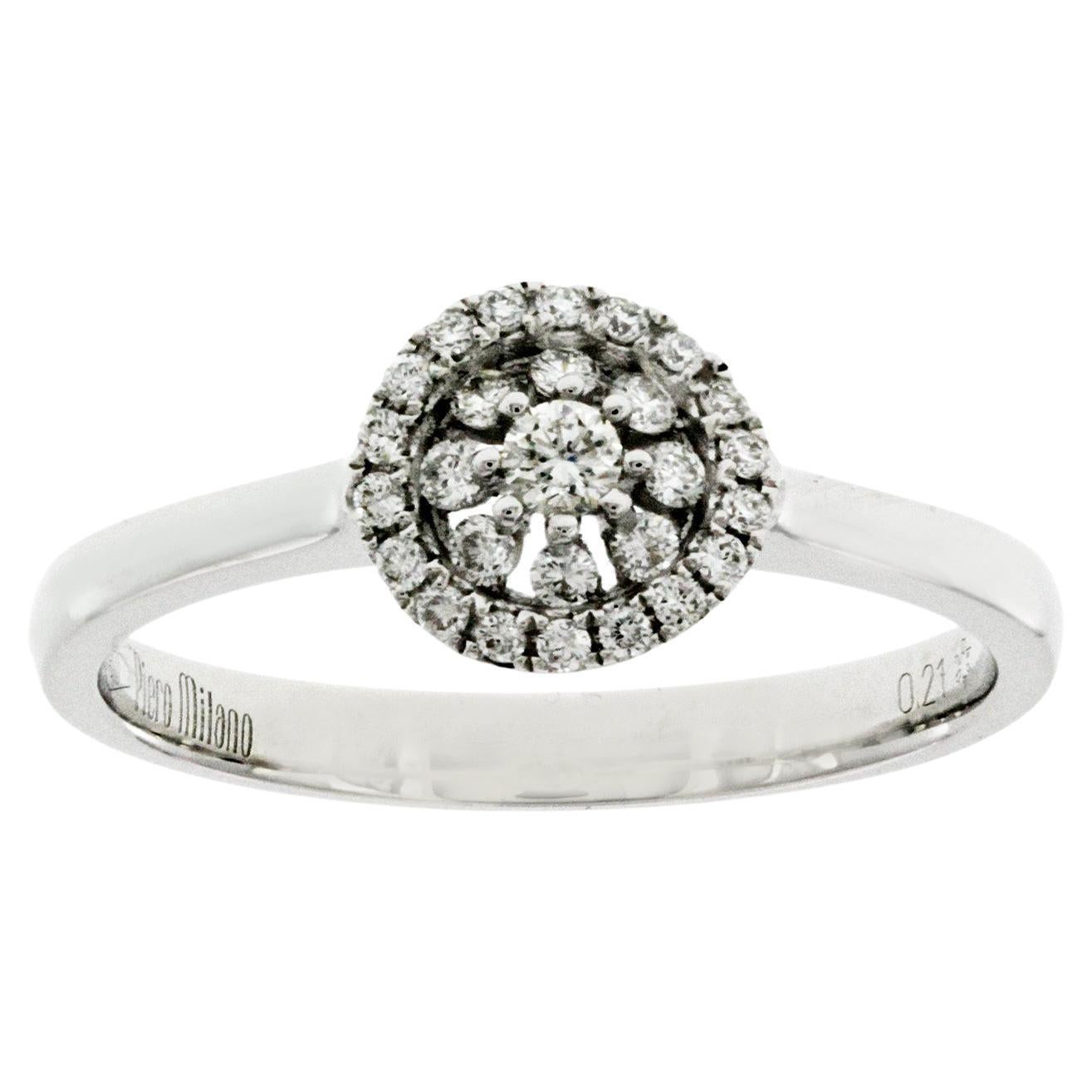 PIERO MILANO 18K White Gold 0.21 CT Diamonds Engagement Ring For Sale