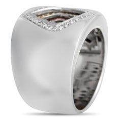 Breiter Ring aus 18 Karat Weißgold mit 0,21 Karat Diamant und Saphir von Piero Milano