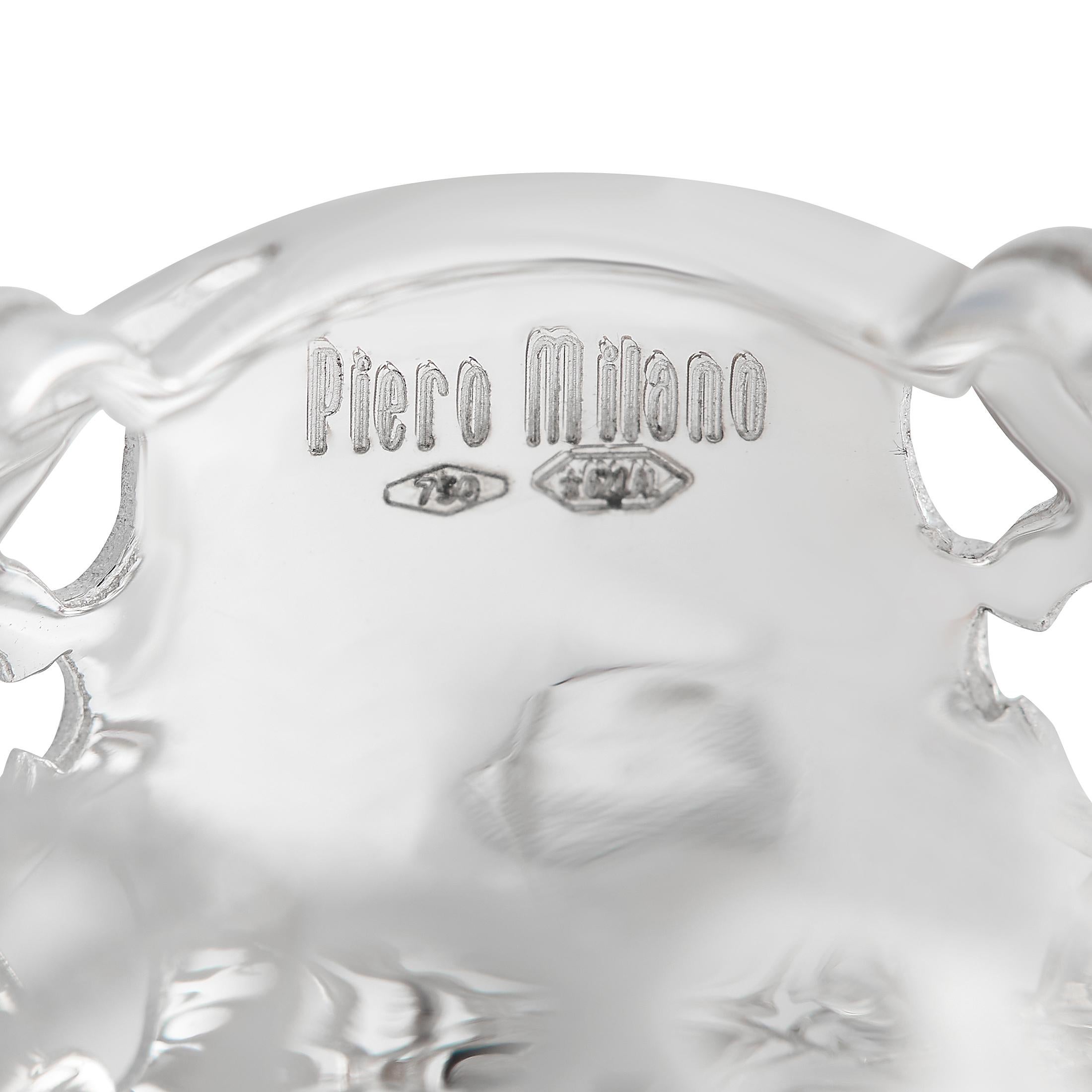 Round Cut Piero Milano 18K White Gold 0.38 ct Diamond Band Ring