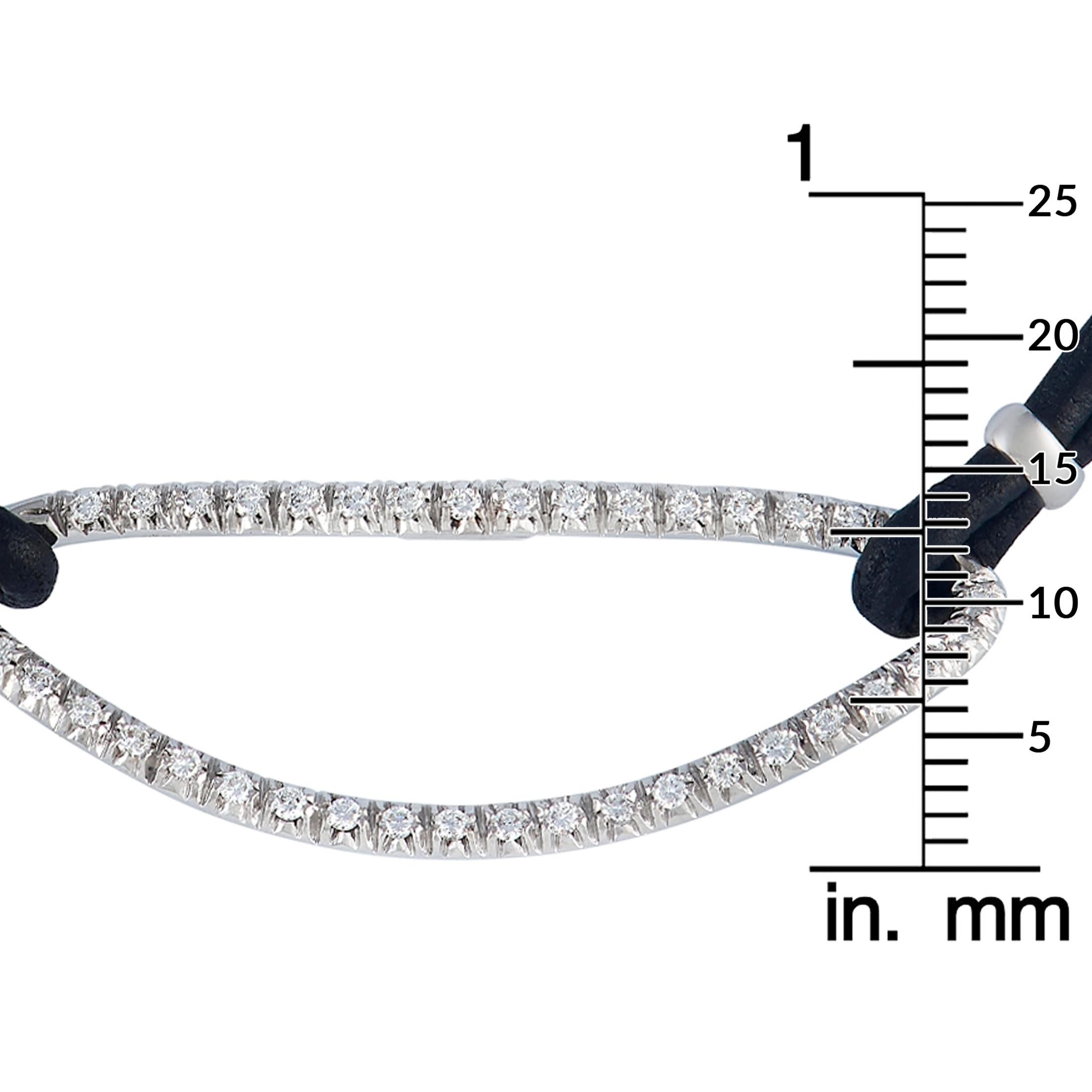 Round Cut Piero Milano 18K White Gold 0.38 Ct Diamond Cord Necklace For Sale