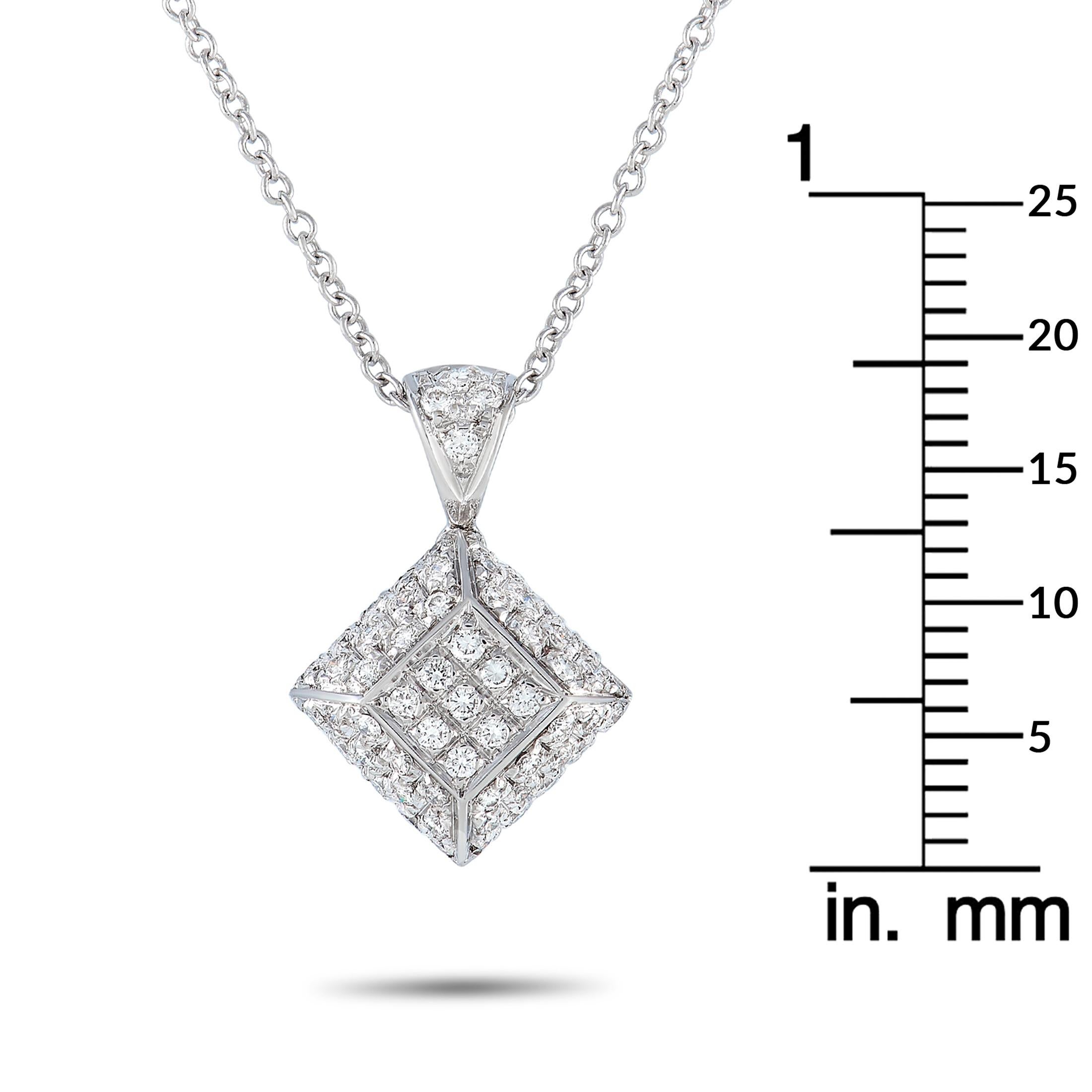 Piero Milano 18k White Gold 0.55 Ct Diamond Pendant Necklace In New Condition In Southampton, PA