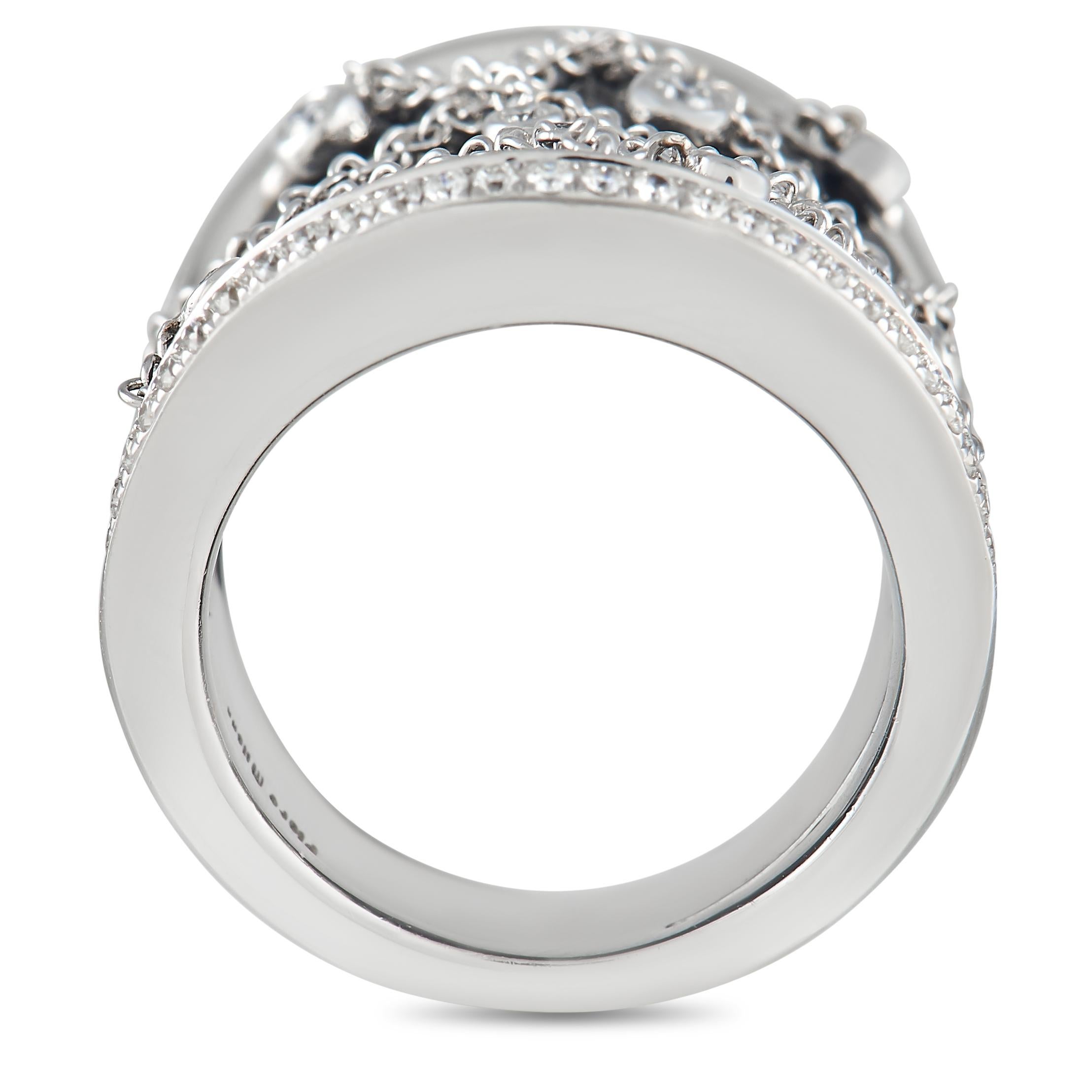 Round Cut Piero Milano 18K White Gold 0.75ct Diamond Concave Ring