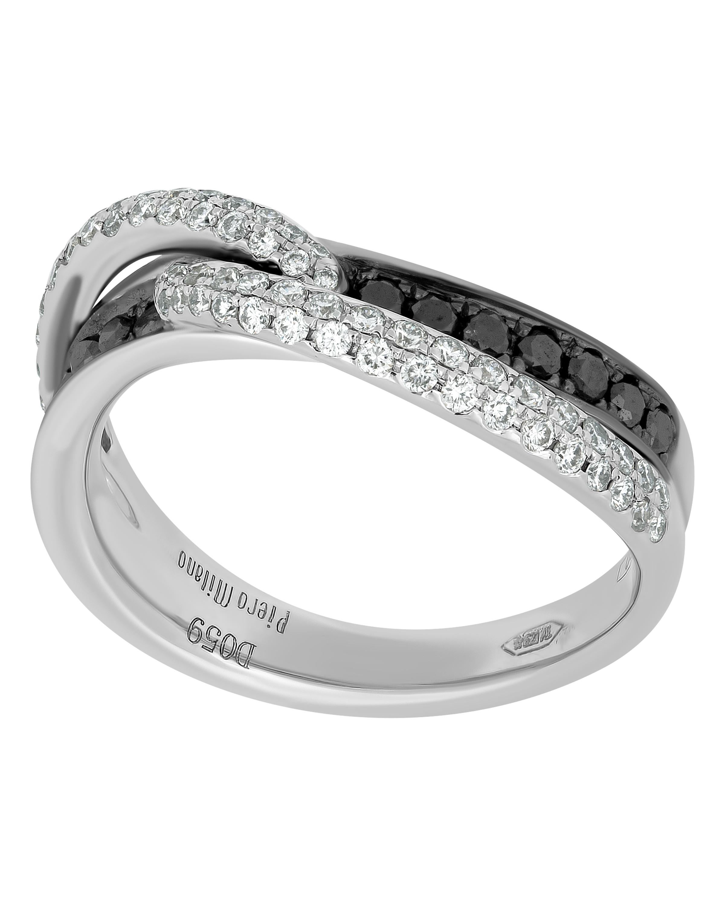 Contemporary Piero Milano 18K White Gold Diamond Ring Sz 6 For Sale