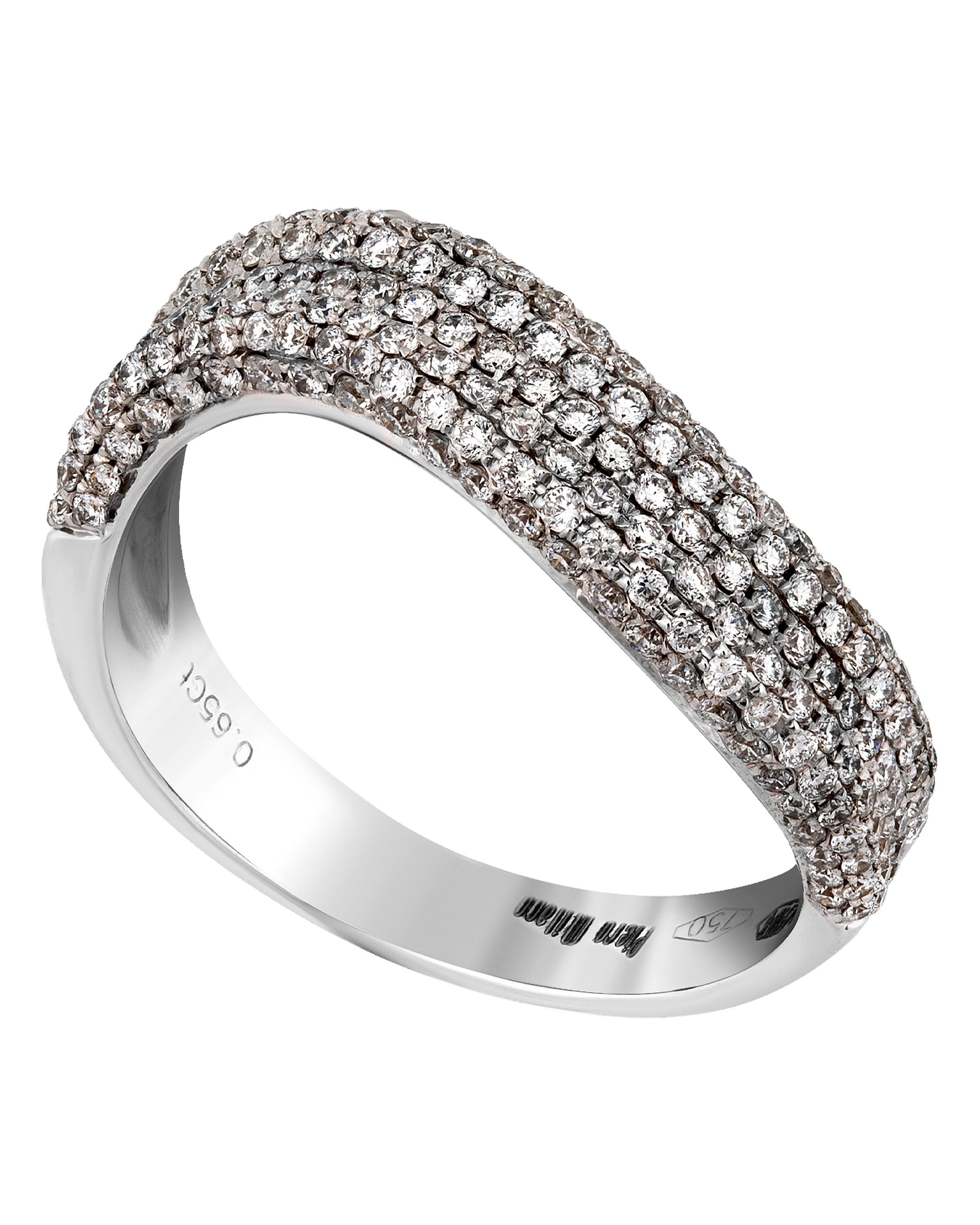 Contemporary Piero Milano 18K White Gold Diamond Ring Sz 6.25 For Sale