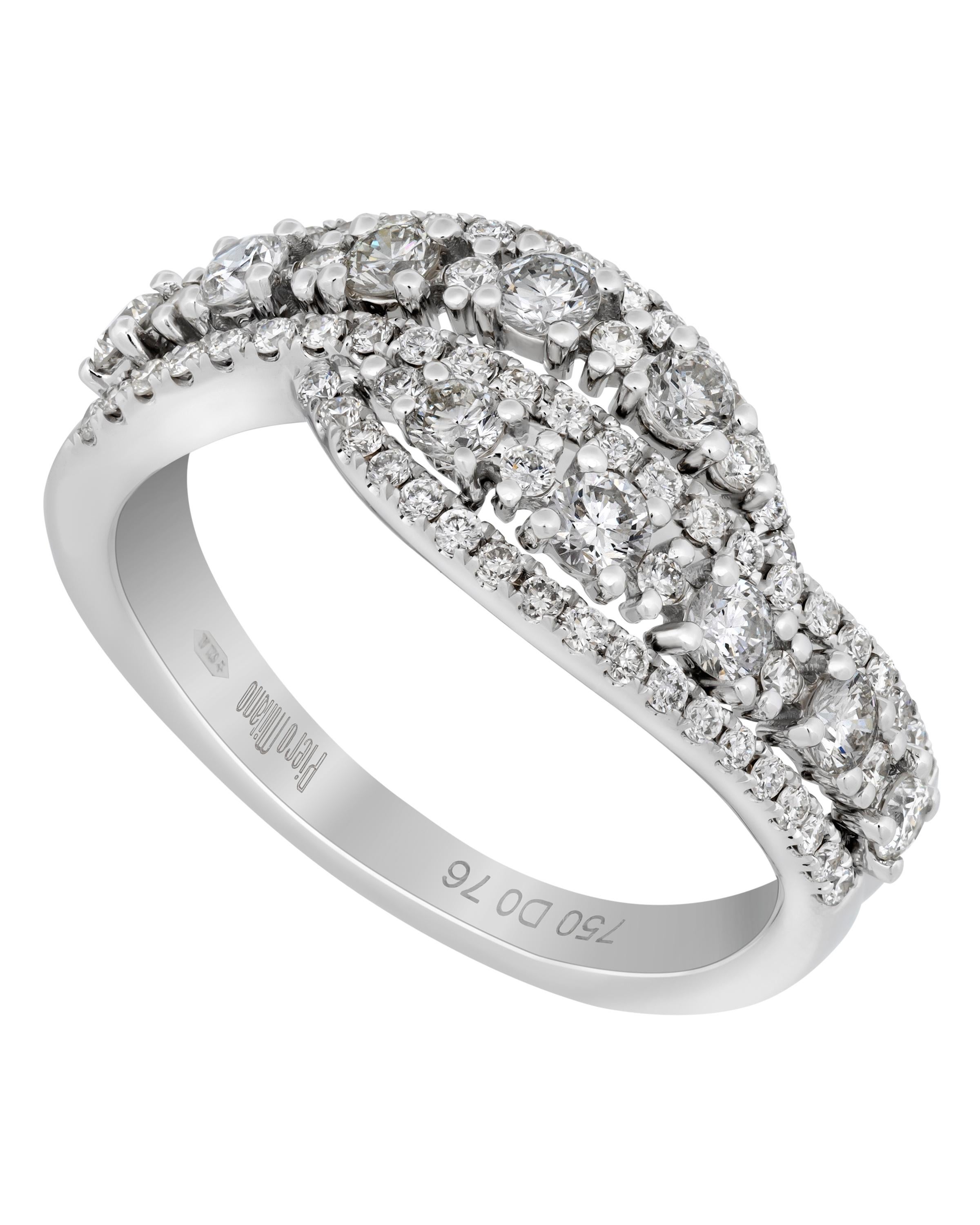 Contemporary Piero Milano 18K White Gold Diamond Ring Sz 6.25 For Sale