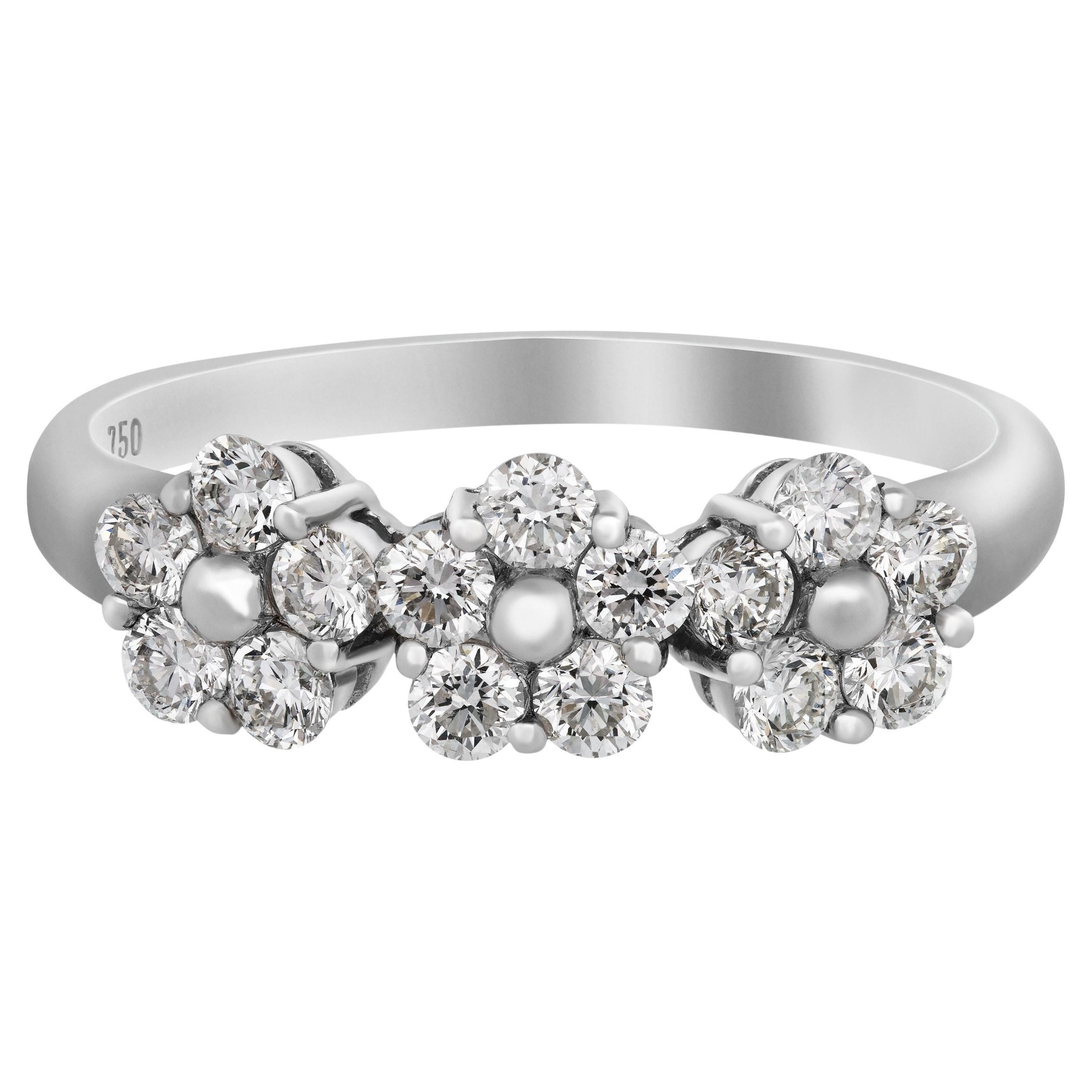 Piero Milano 18K White Gold Diamond Ring Sz 6.25 For Sale