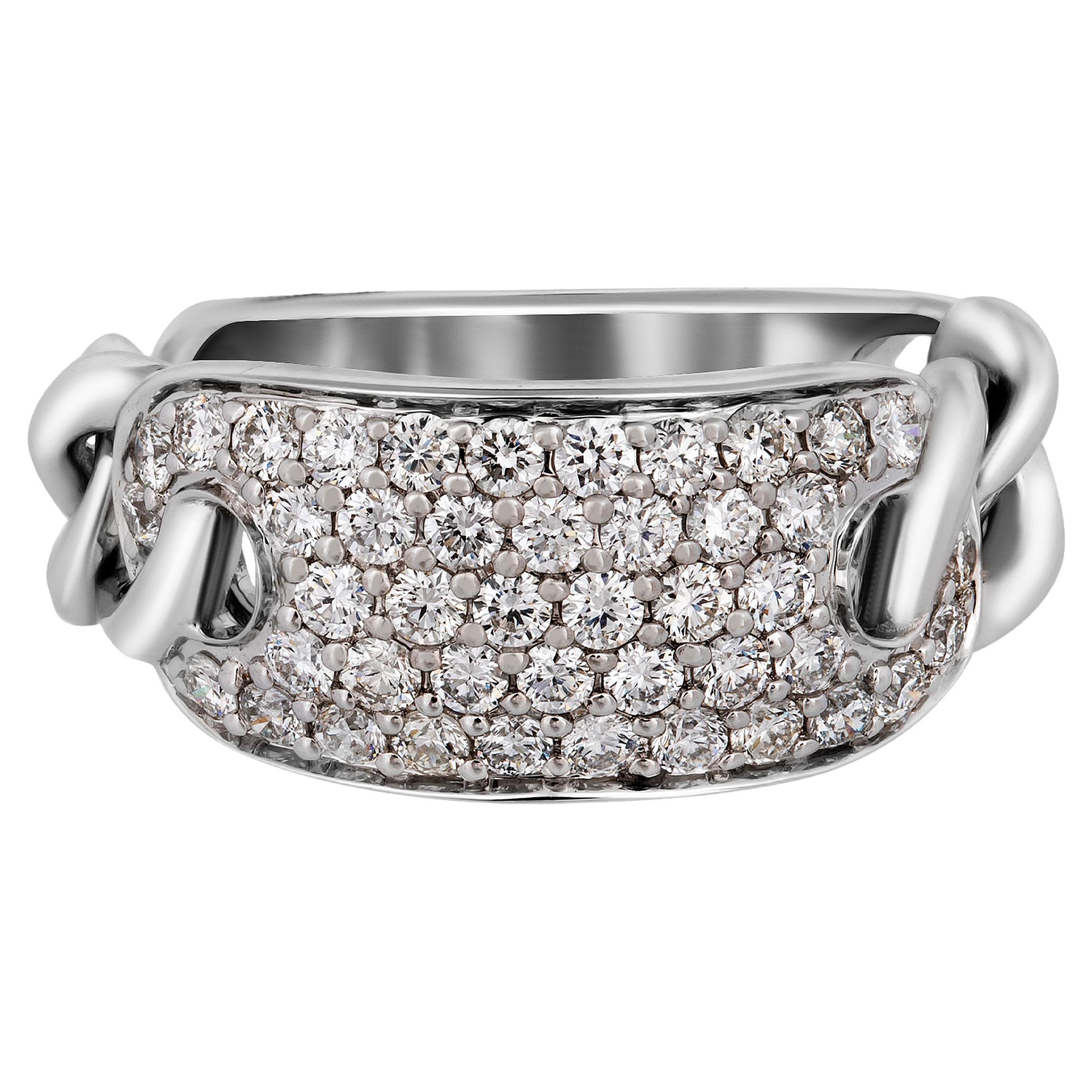 Piero Milano 18K White Gold Diamond Ring Sz 6.25 For Sale