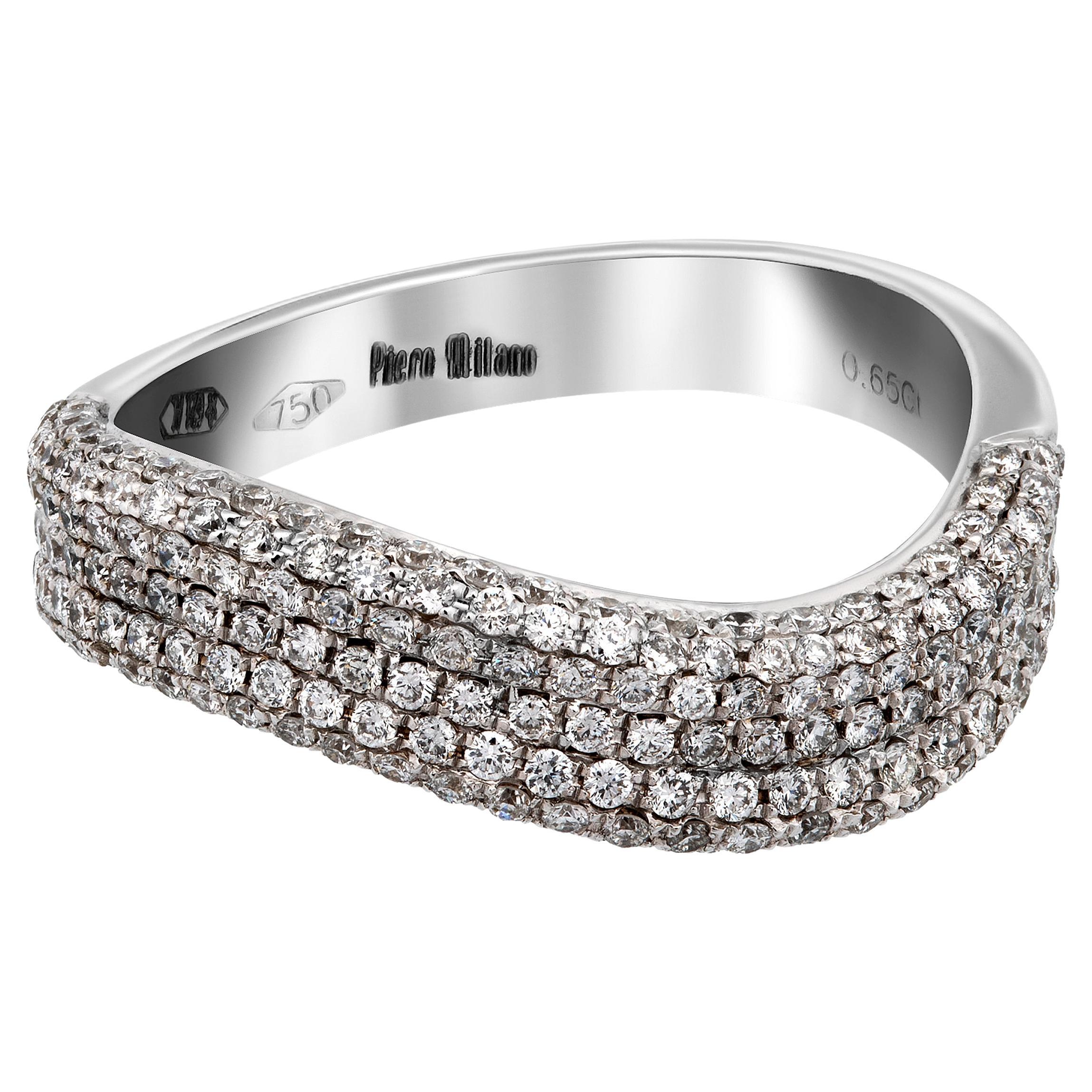 Piero Milano Bague en or blanc 18 carats avec diamants, taille 6,25 en vente