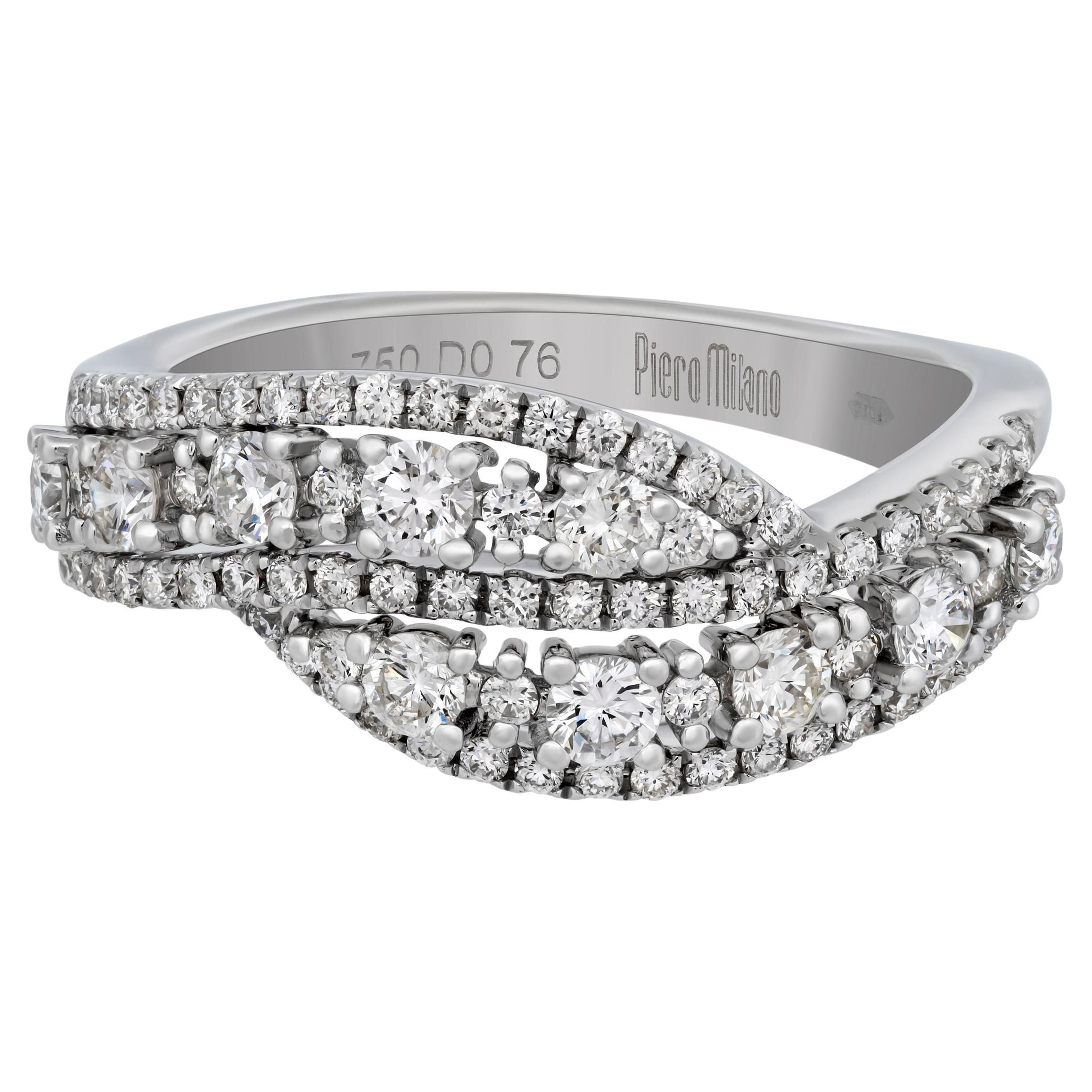 Piero Milano Bague en or blanc 18 carats avec diamants, taille 6,25