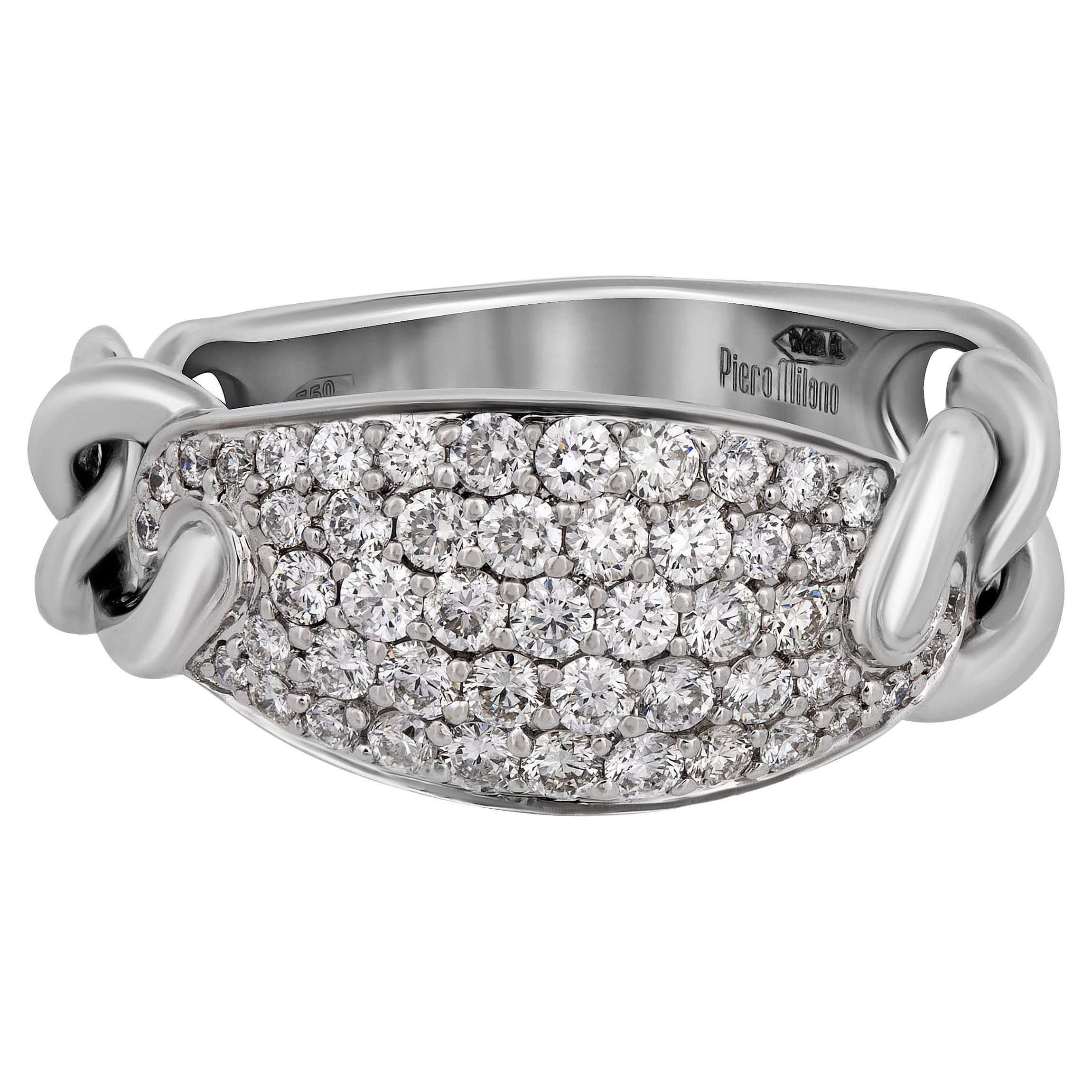 Piero Milano 18K White Gold Diamond Ring Sz 6.5 For Sale