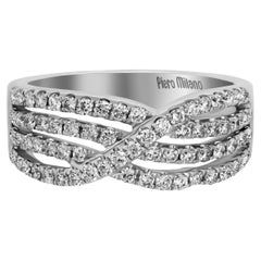 Piero Milano 18K White Gold Diamond Ring Sz 6.5