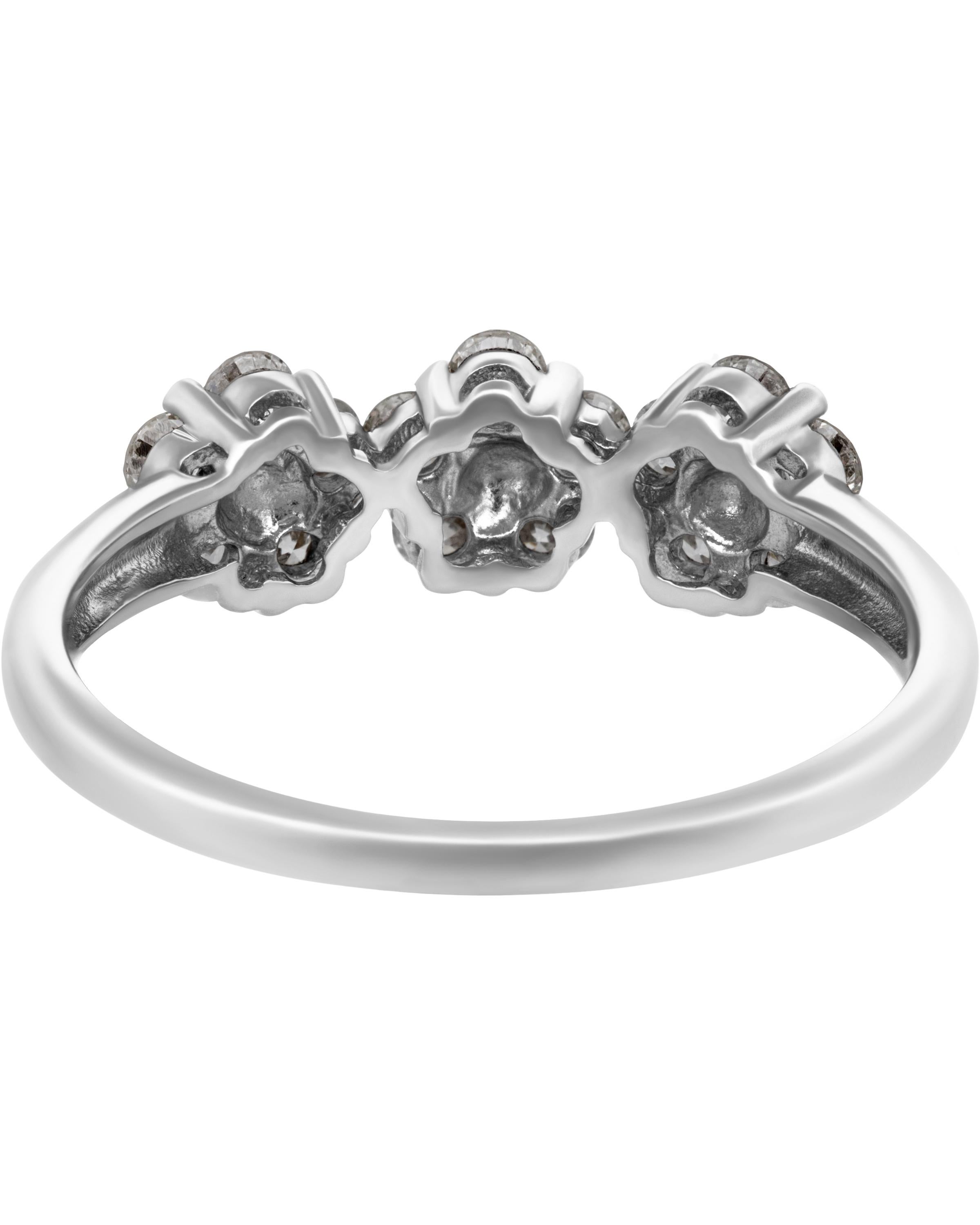 Contemporary Piero Milano 18K White Gold Diamond Ring Sz 6.75 For Sale
