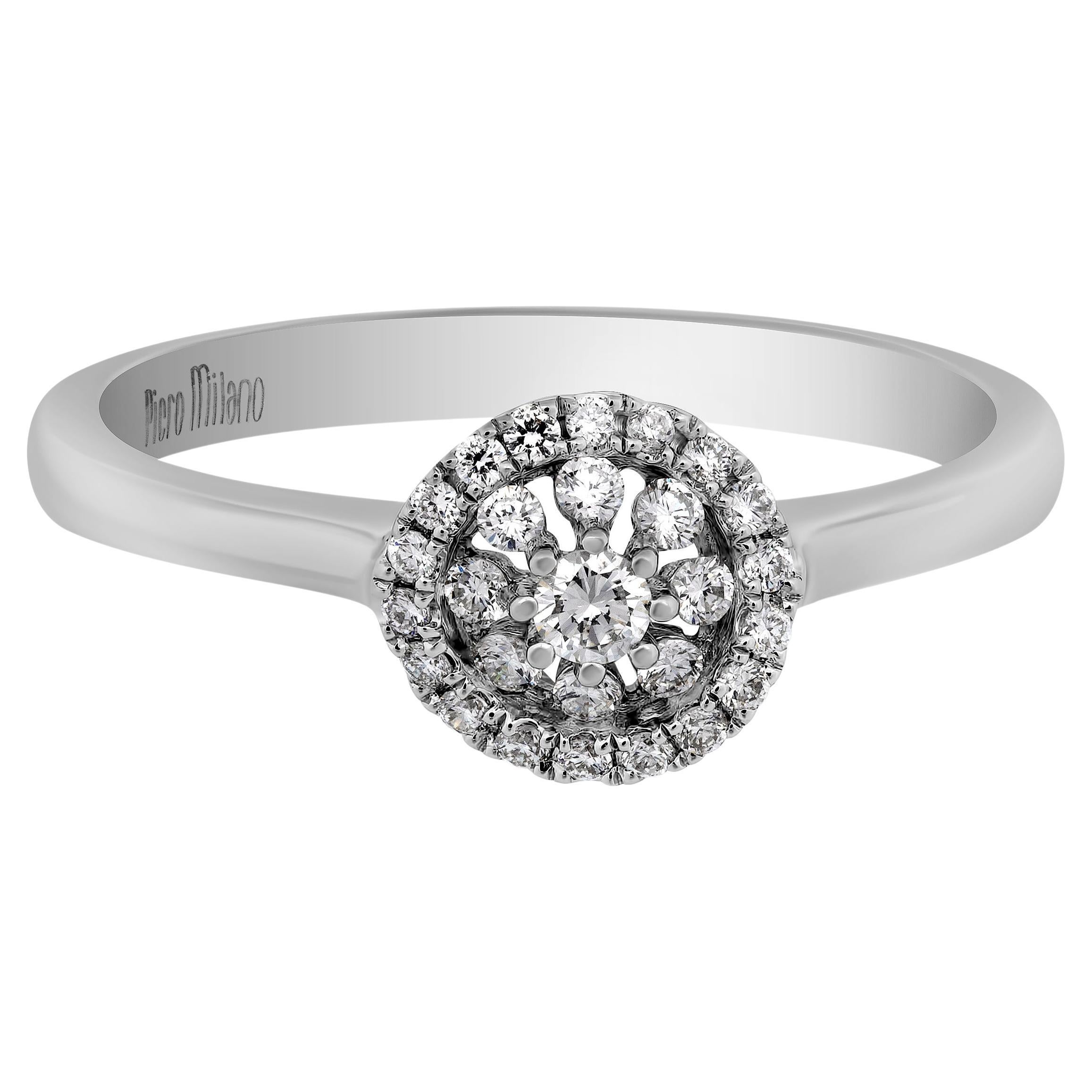 Bague Piero Milano en or blanc 18 carats avec diamants, taille 6,75 en vente