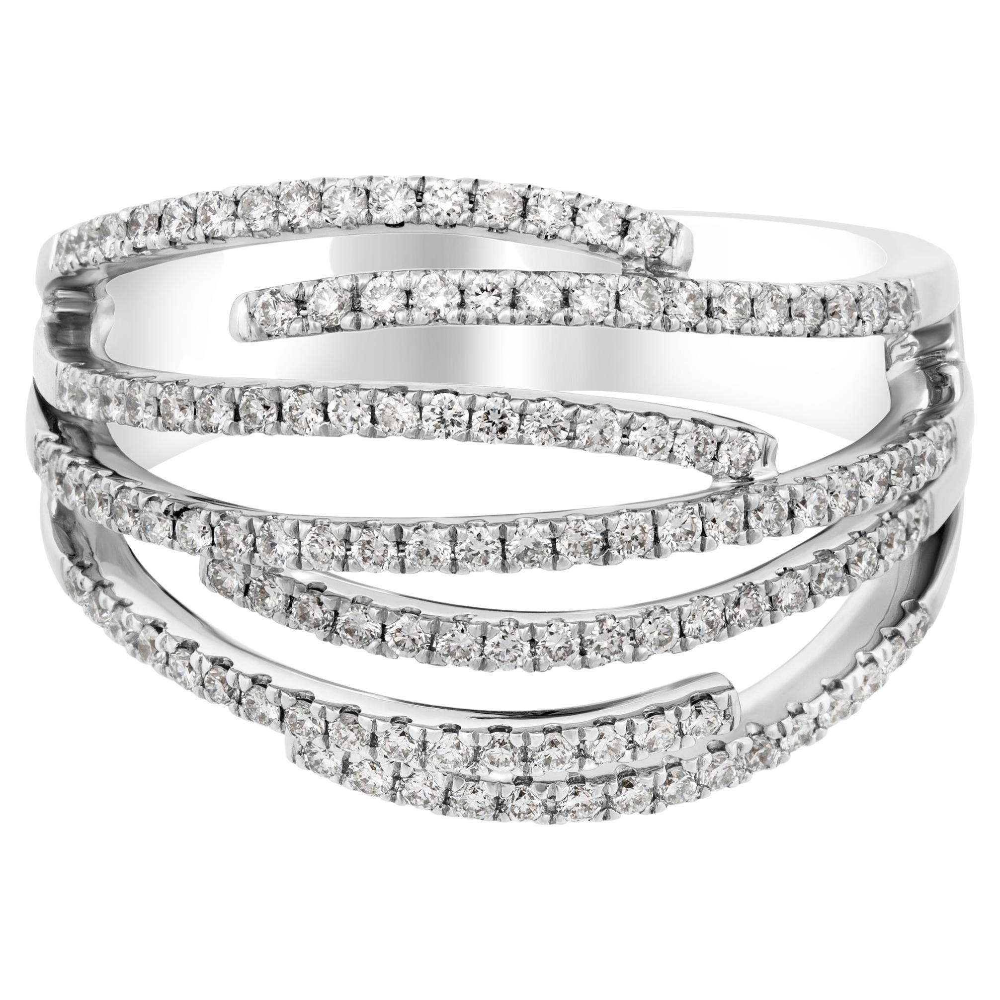 Piero Milano 18K White Gold Diamond Ring Sz 6.75 For Sale
