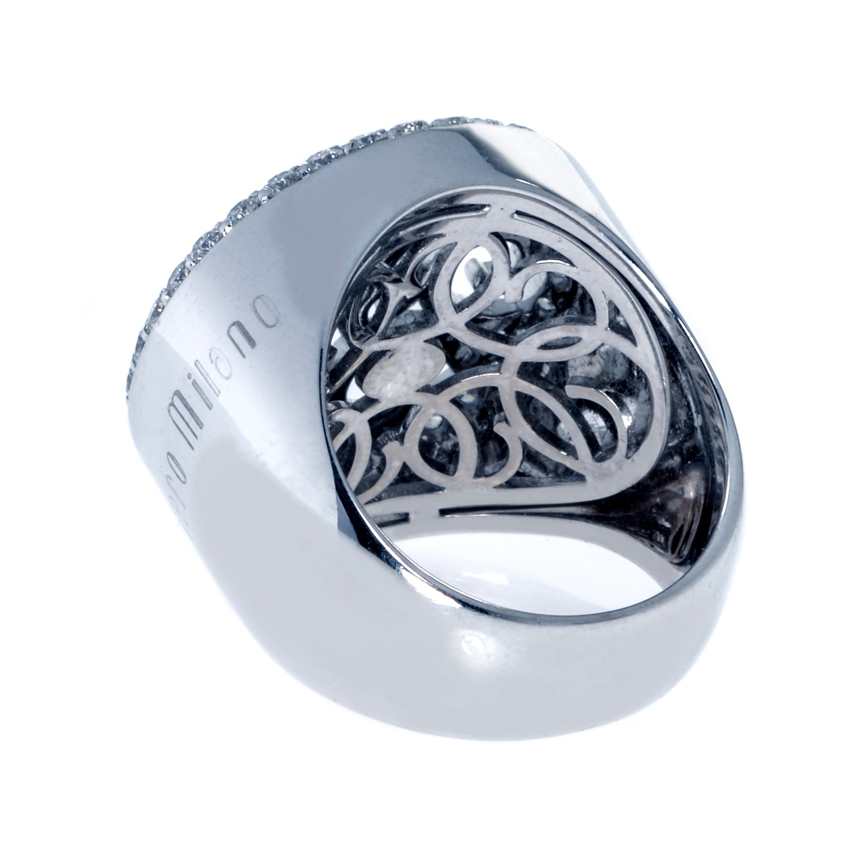 Contemporary Piero Milano 18K White Gold Diamond Ring Sz 7 For Sale