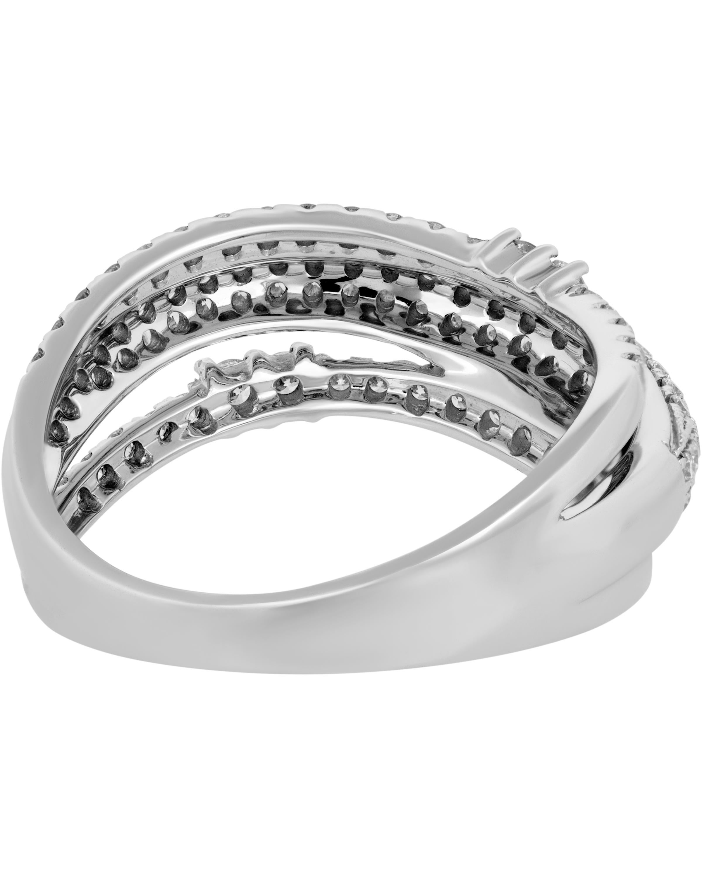 Contemporary Piero Milano 18K White Gold Diamond Ring Sz 7 For Sale