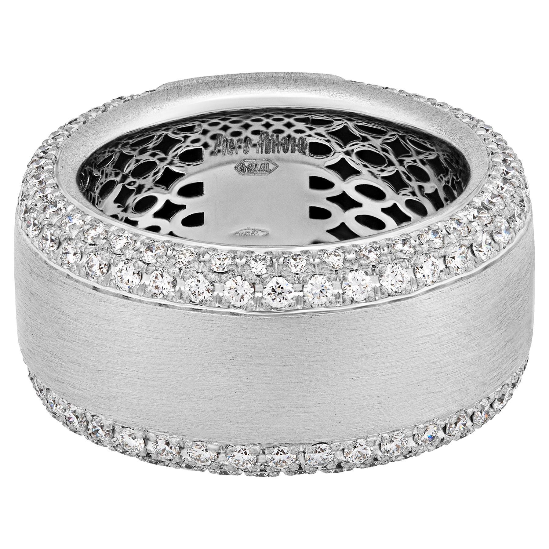 Piero Milano Bague en or blanc 18 carats avec diamants Taille 7