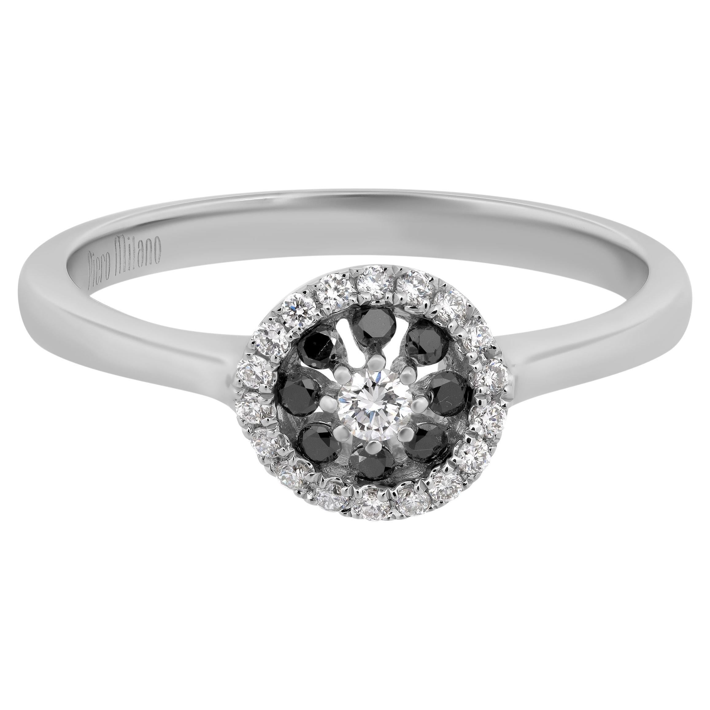 Piero Milano 18K White Gold Diamond Ring Sz 7 For Sale