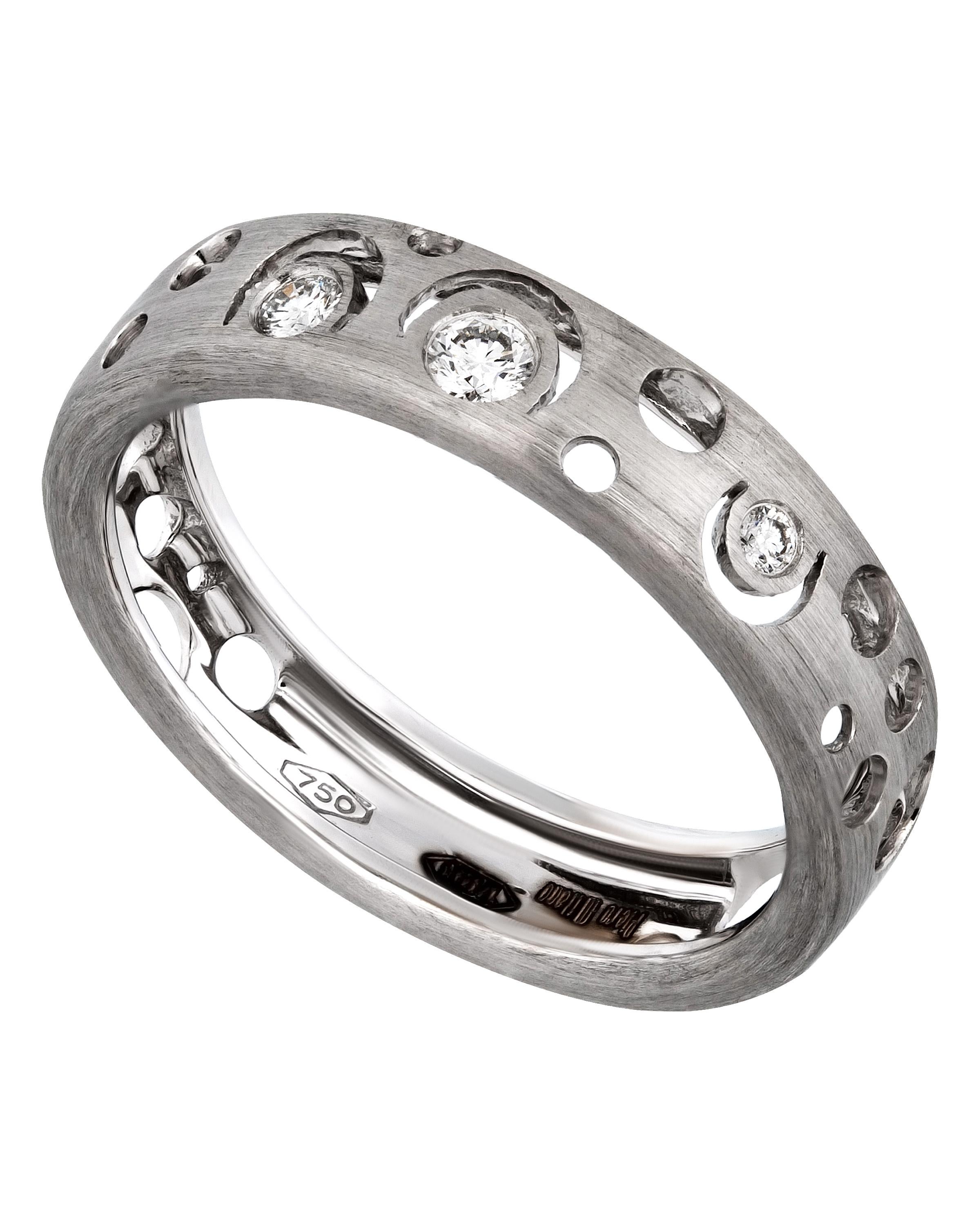 Contemporary Piero Milano 18K White Gold Diamond Ring Sz 7.25 For Sale