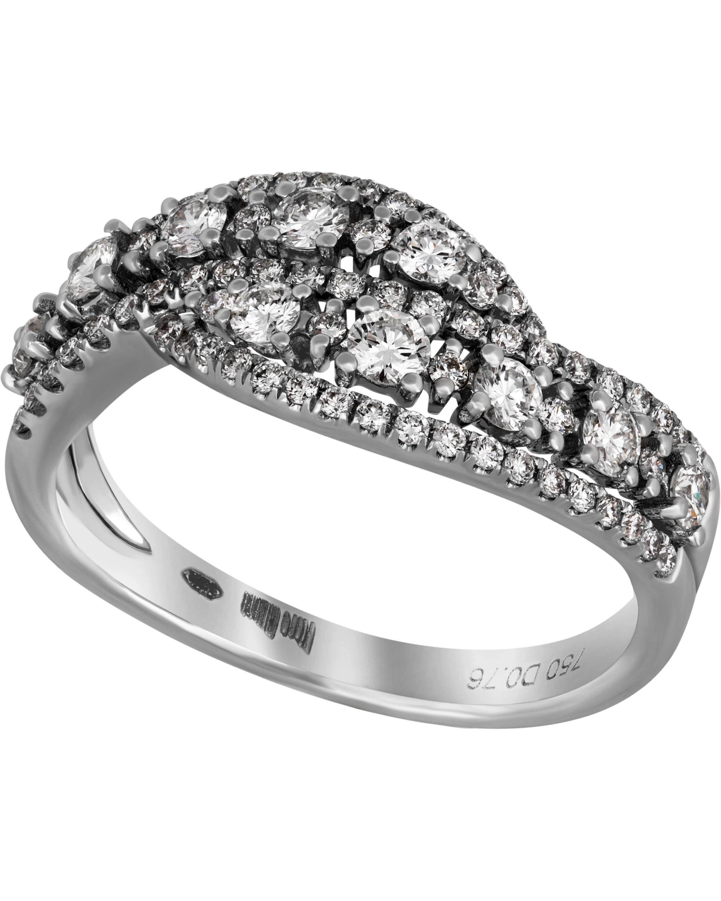 Contemporary Piero Milano 18K White Gold Diamond Ring Sz 7.25 For Sale