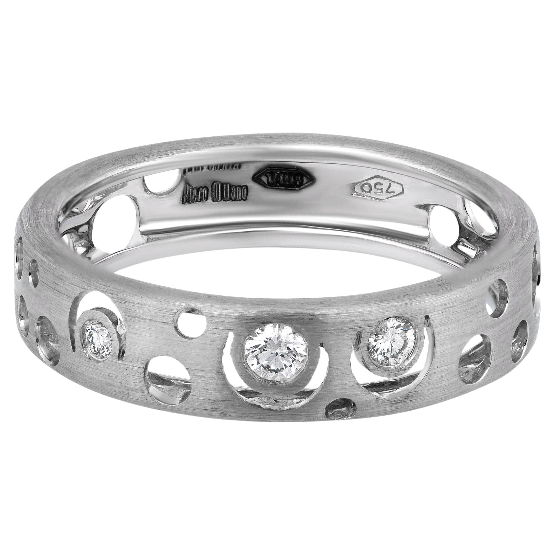 Piero Milano 18K White Gold Diamond Ring Sz 7.25 For Sale