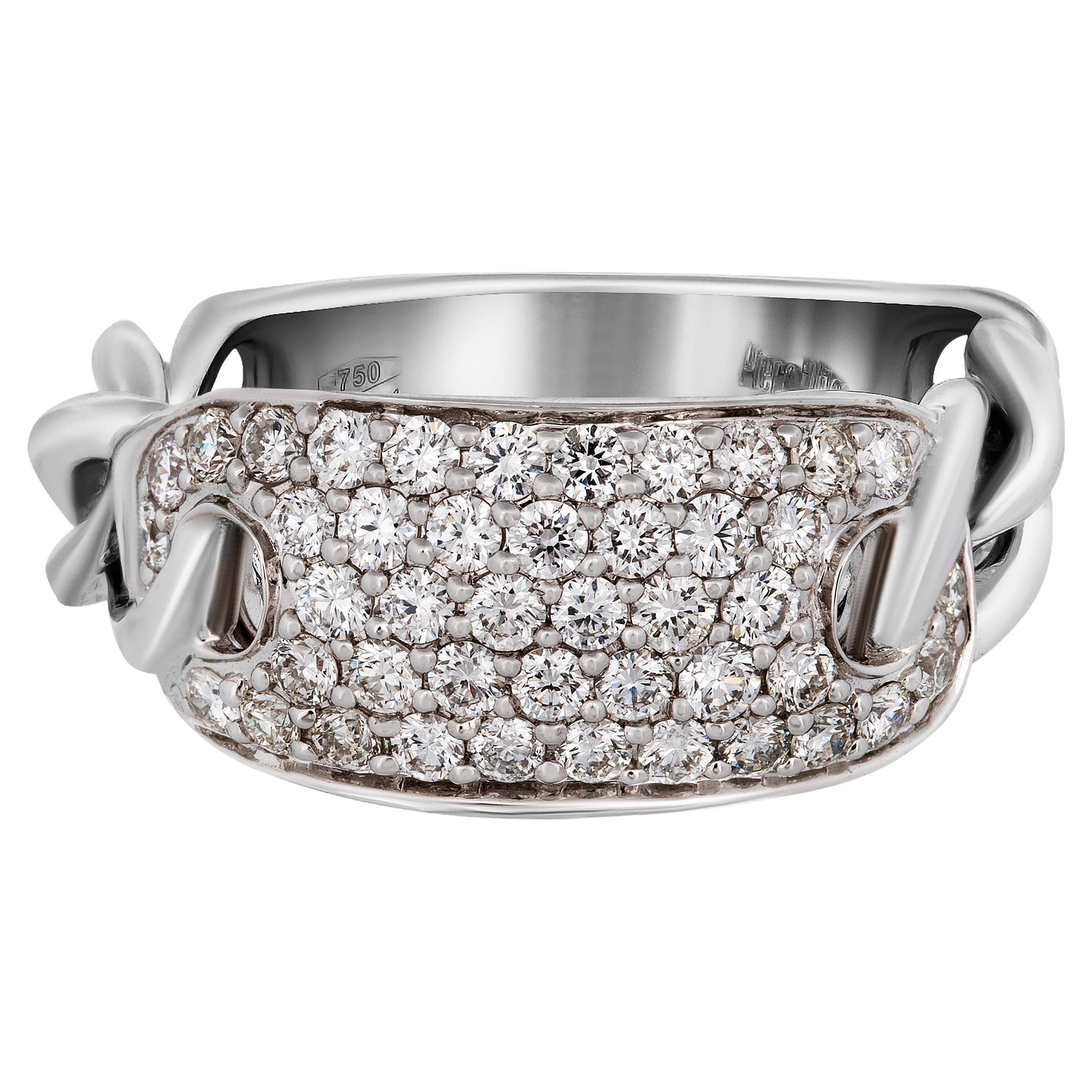 Piero Milano 18K White Gold Diamond Ring Sz 7.25 For Sale