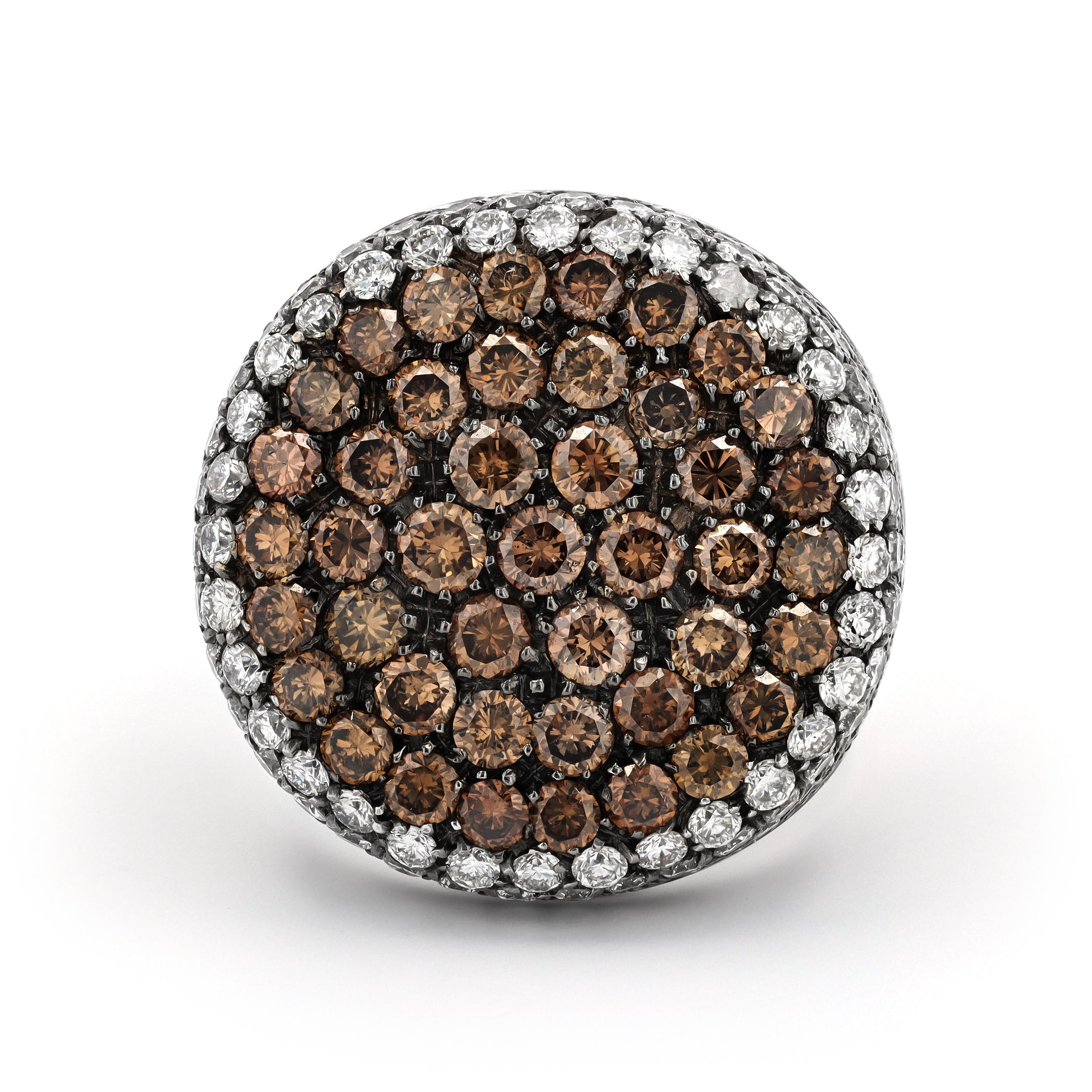 Contemporain Piero Milano, bague en or blanc 18 carats avec diamants, taille 7,5 en vente