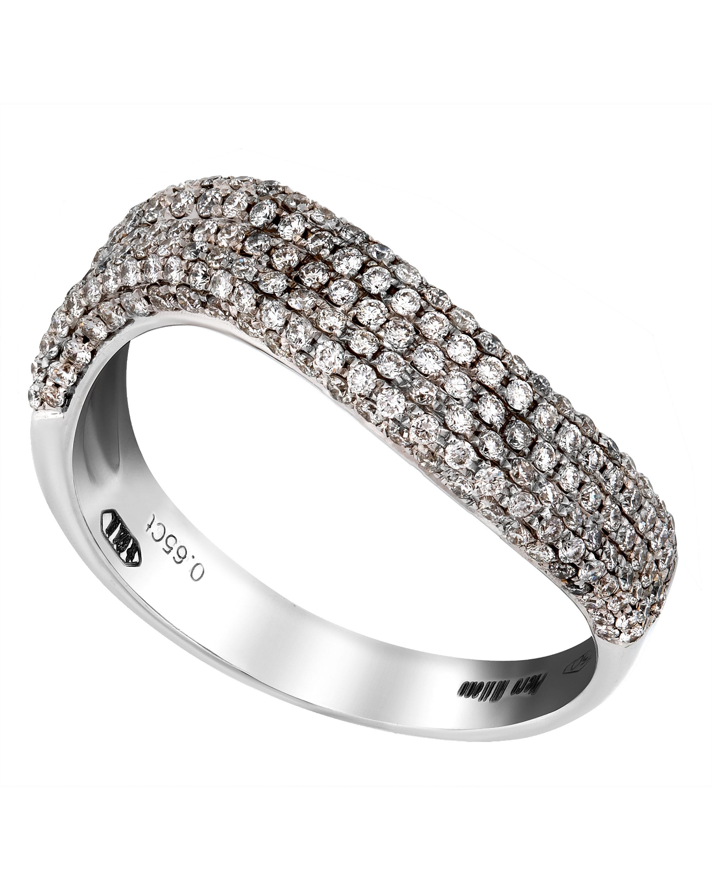Contemporary Piero Milano 18K White Gold Diamond Ring Sz 7.5 For Sale