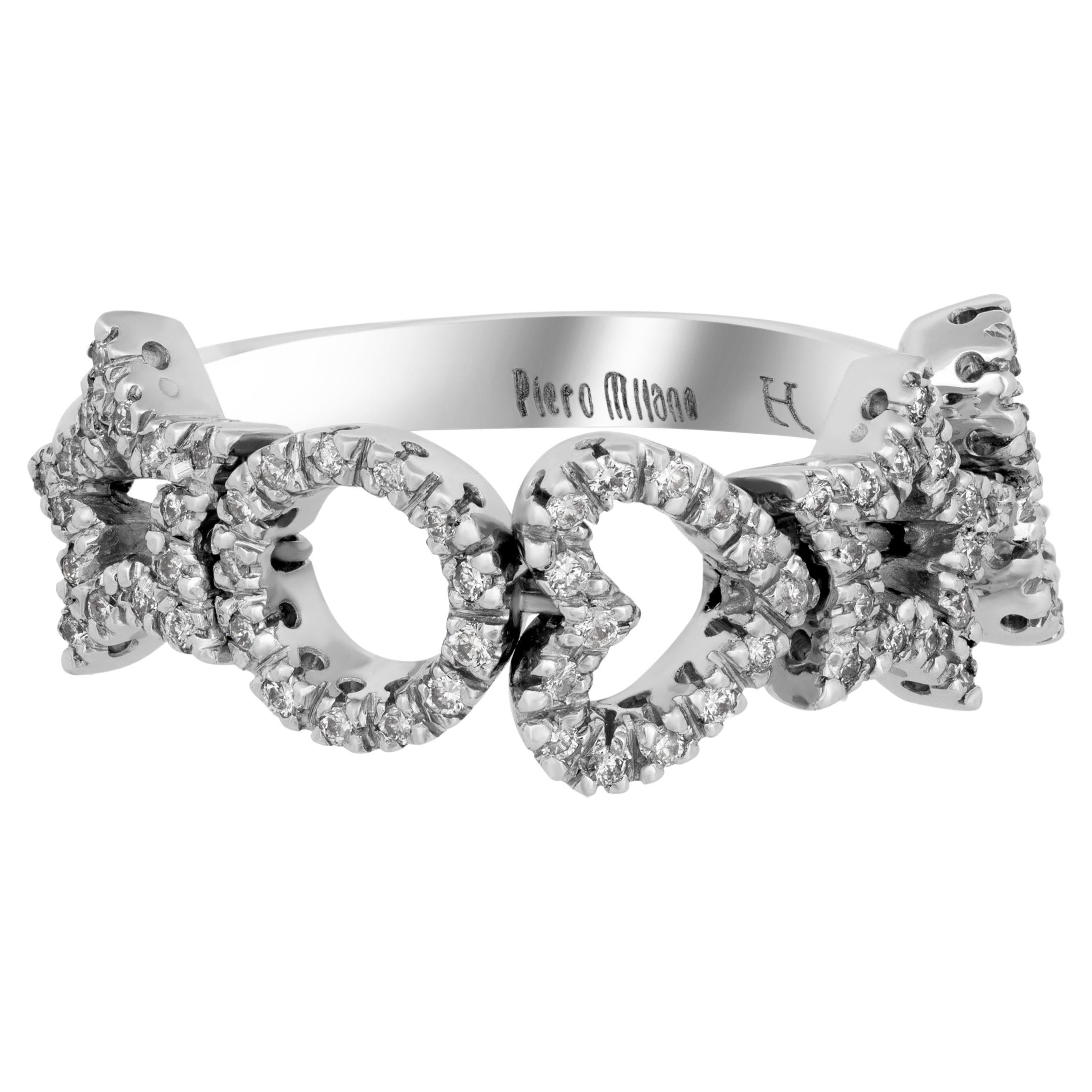 Piero Milano 18K White Gold Diamond Ring Sz 7.5 For Sale