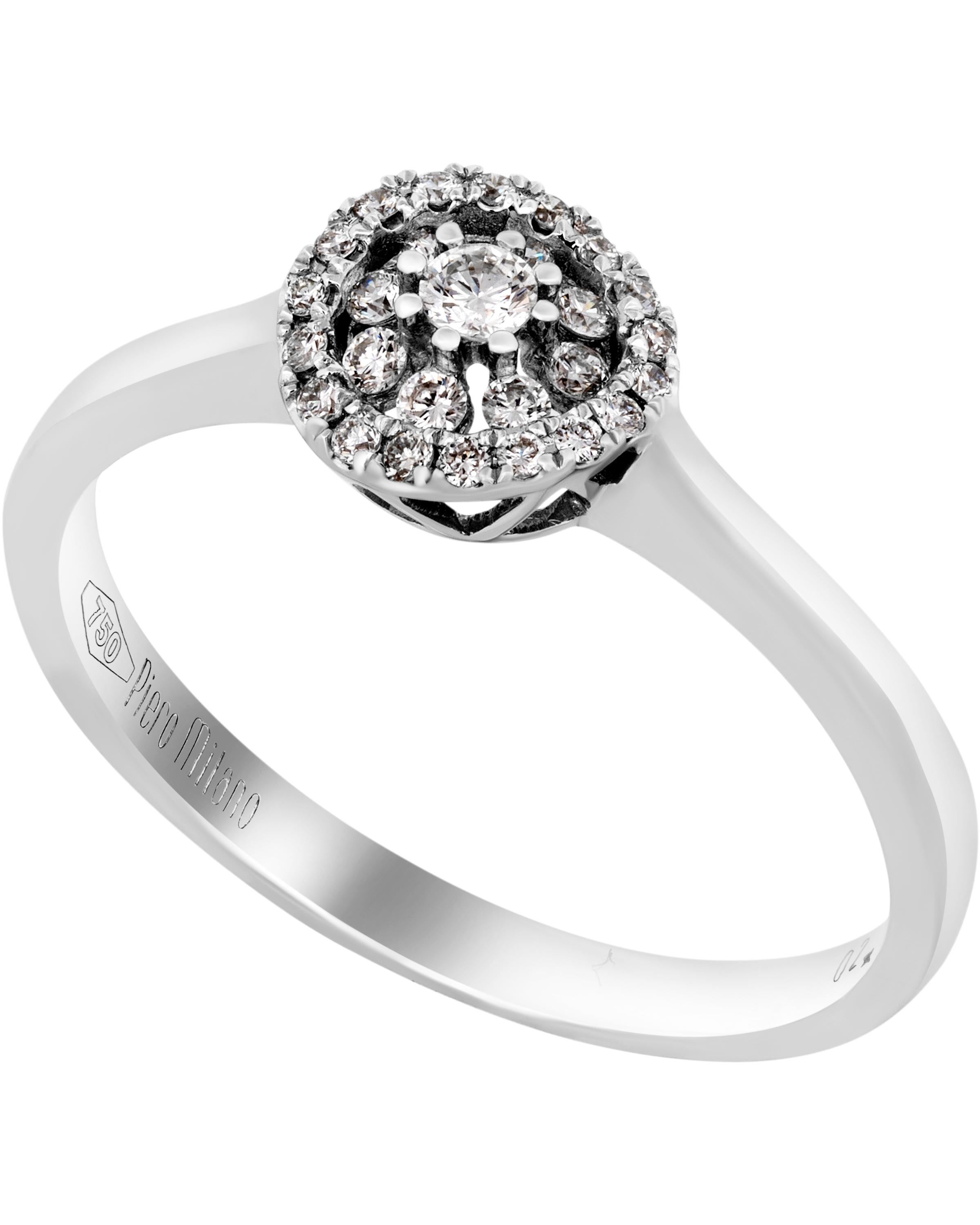 Contemporary Piero Milano 18K White Gold Diamond Ring Sz 7.75 For Sale