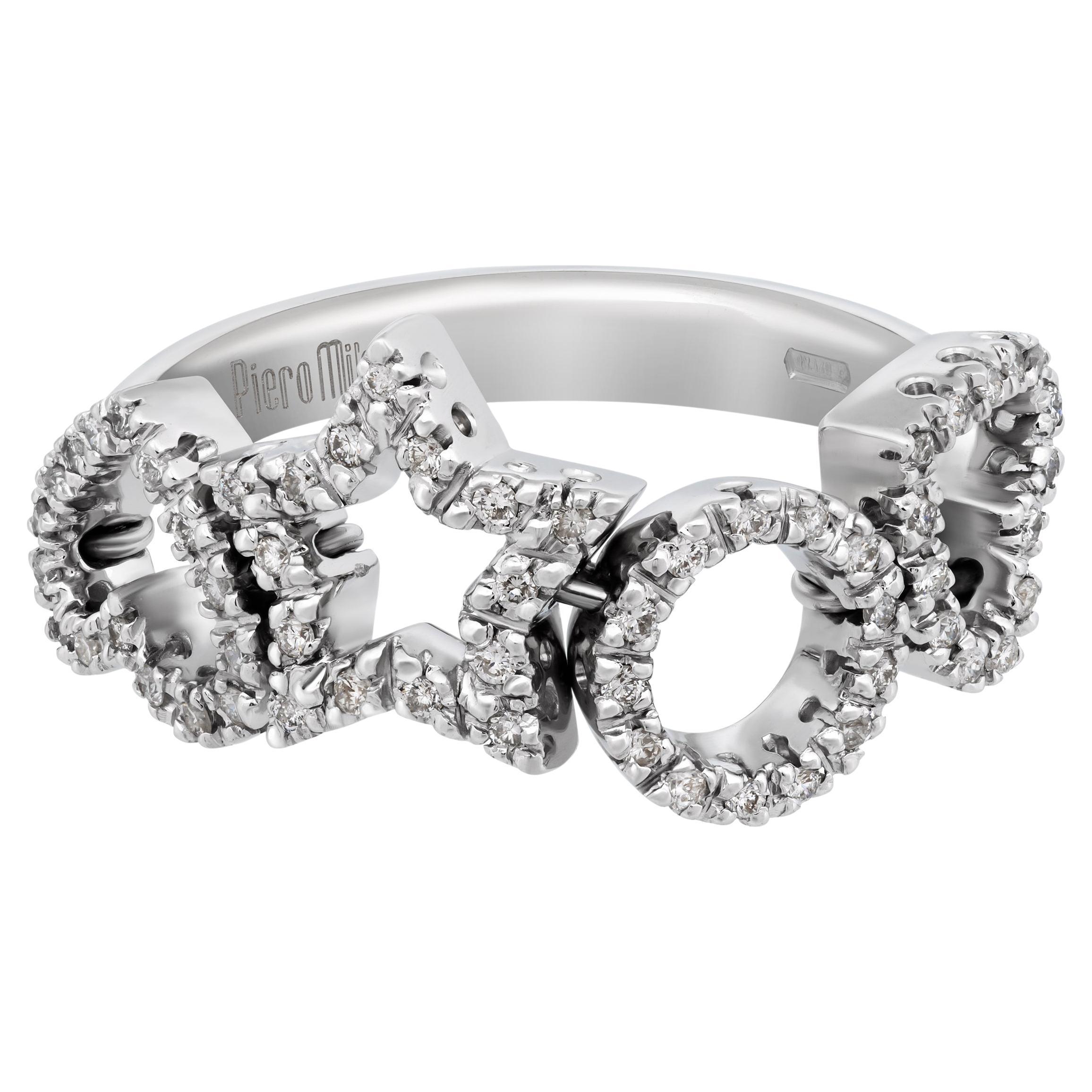 Piero Milano 18K White Gold Diamond Ring Sz 7.75