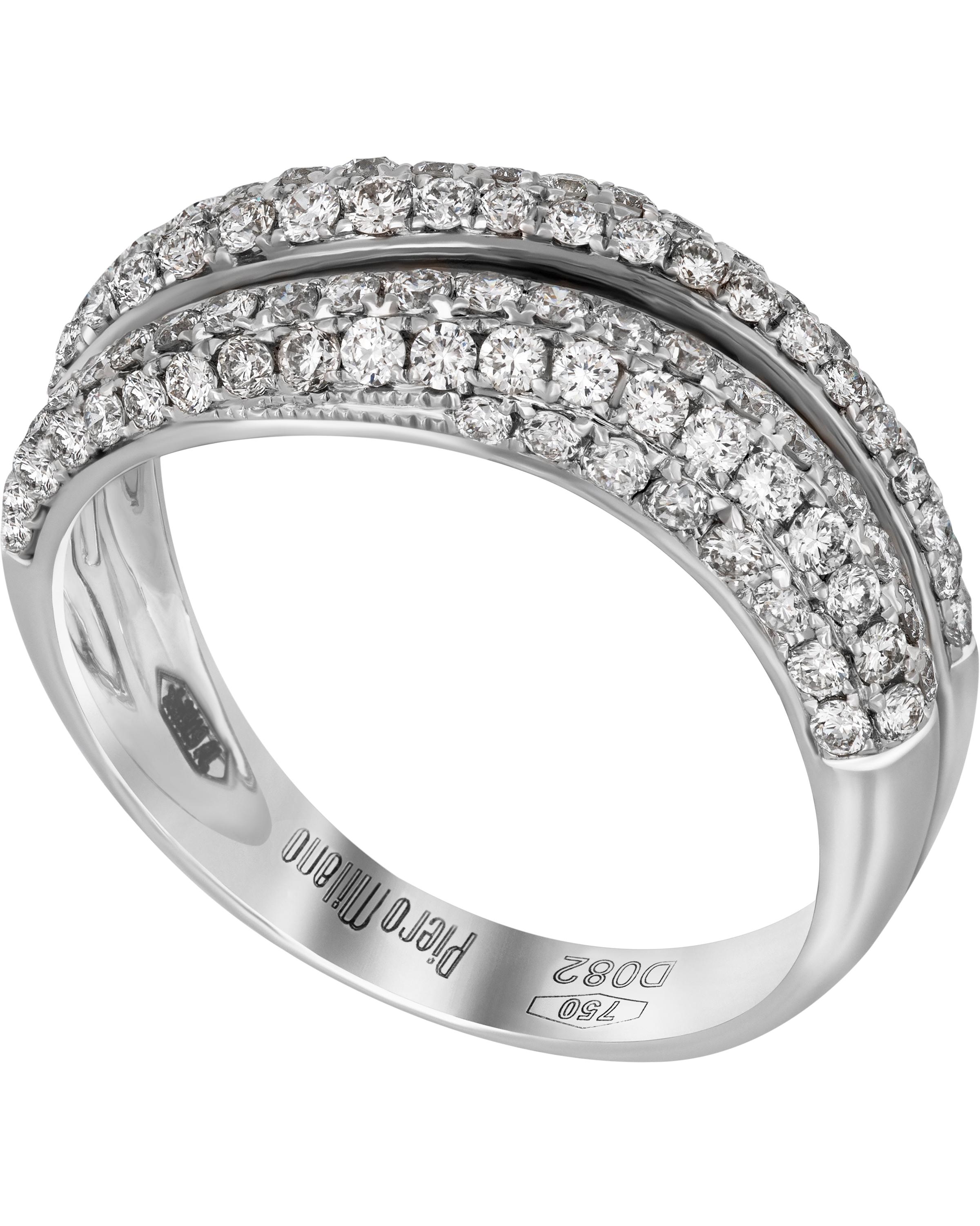 Contemporary Piero Milano 18K White Gold Diamond Ring Sz 8 For Sale