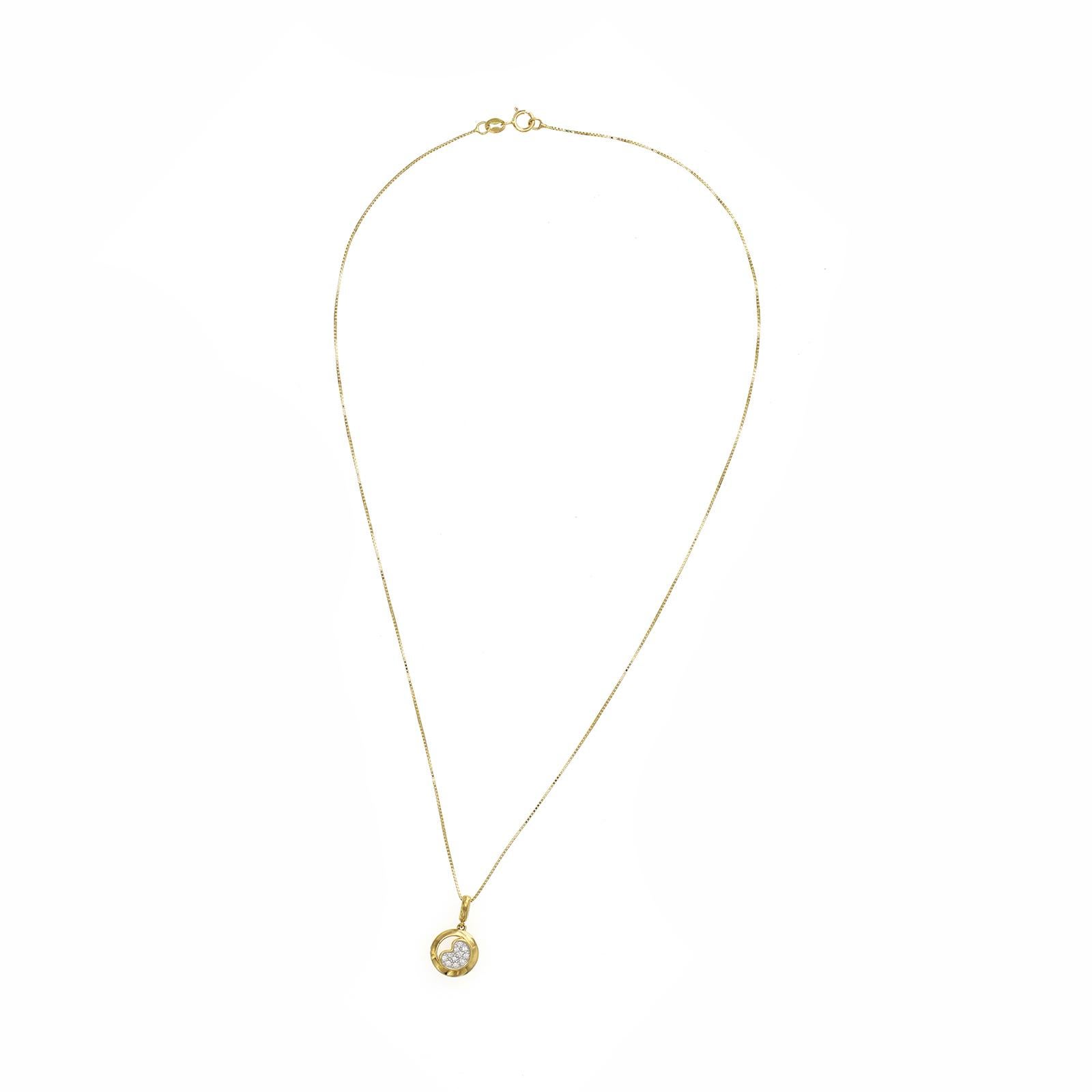 Herz-Halskette von Piero Milano, 18 Karat Gelbgold 0,06 Karat Diamant (Rundschliff) im Angebot