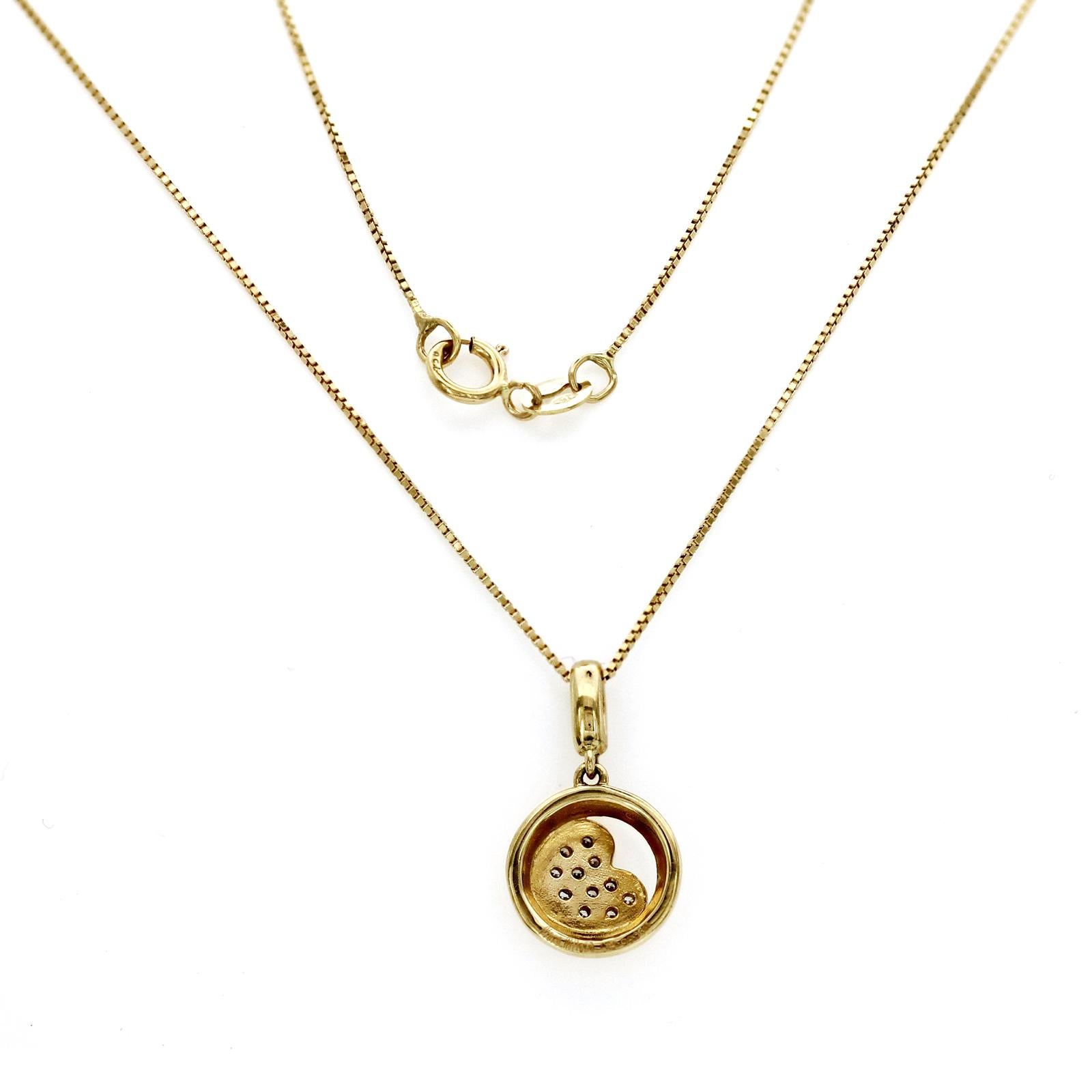 Herz-Halskette von Piero Milano, 18 Karat Gelbgold 0,06 Karat Diamant für Damen oder Herren im Angebot