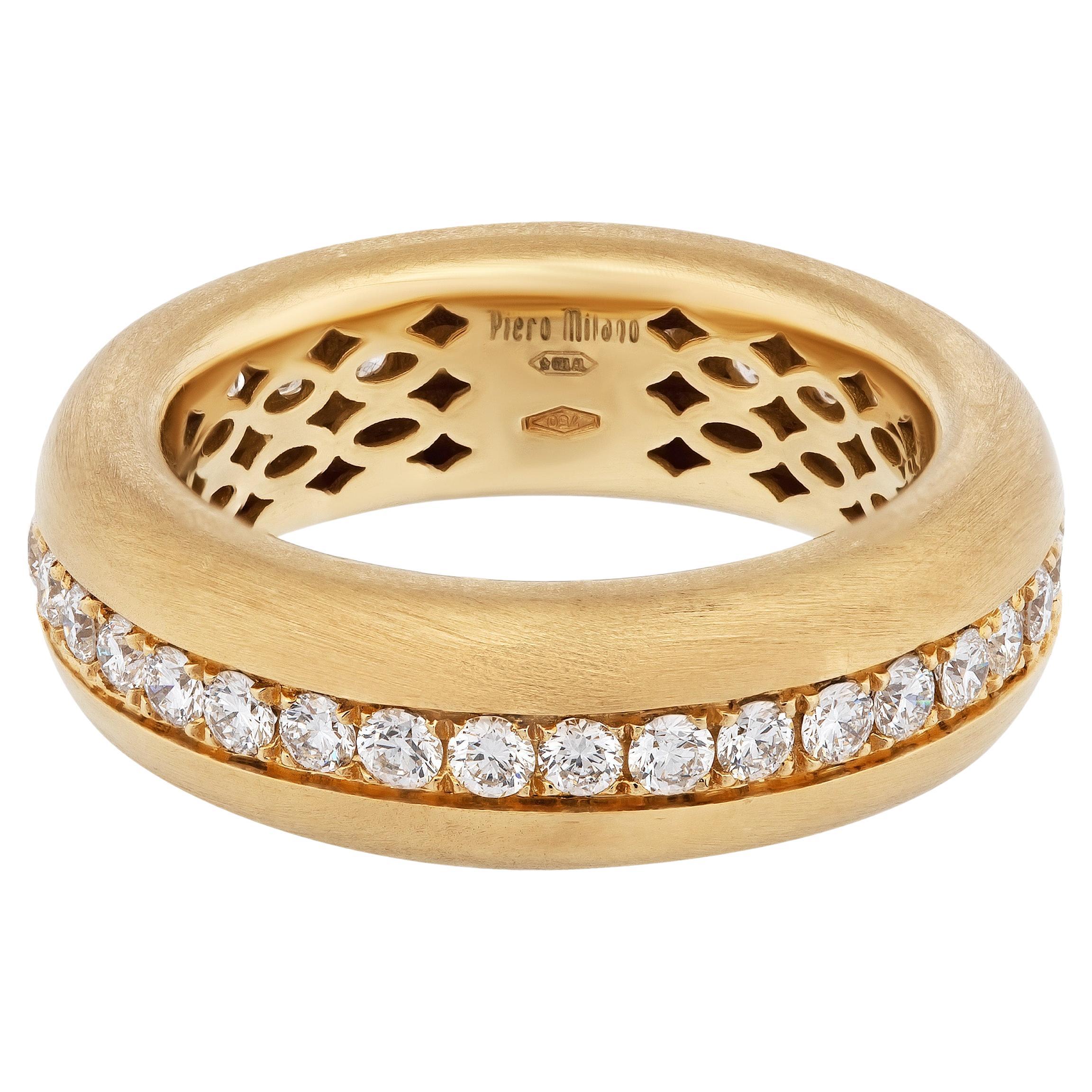La bague Piero Milano en or jaune 18 carats avec diamants, taille 6,75