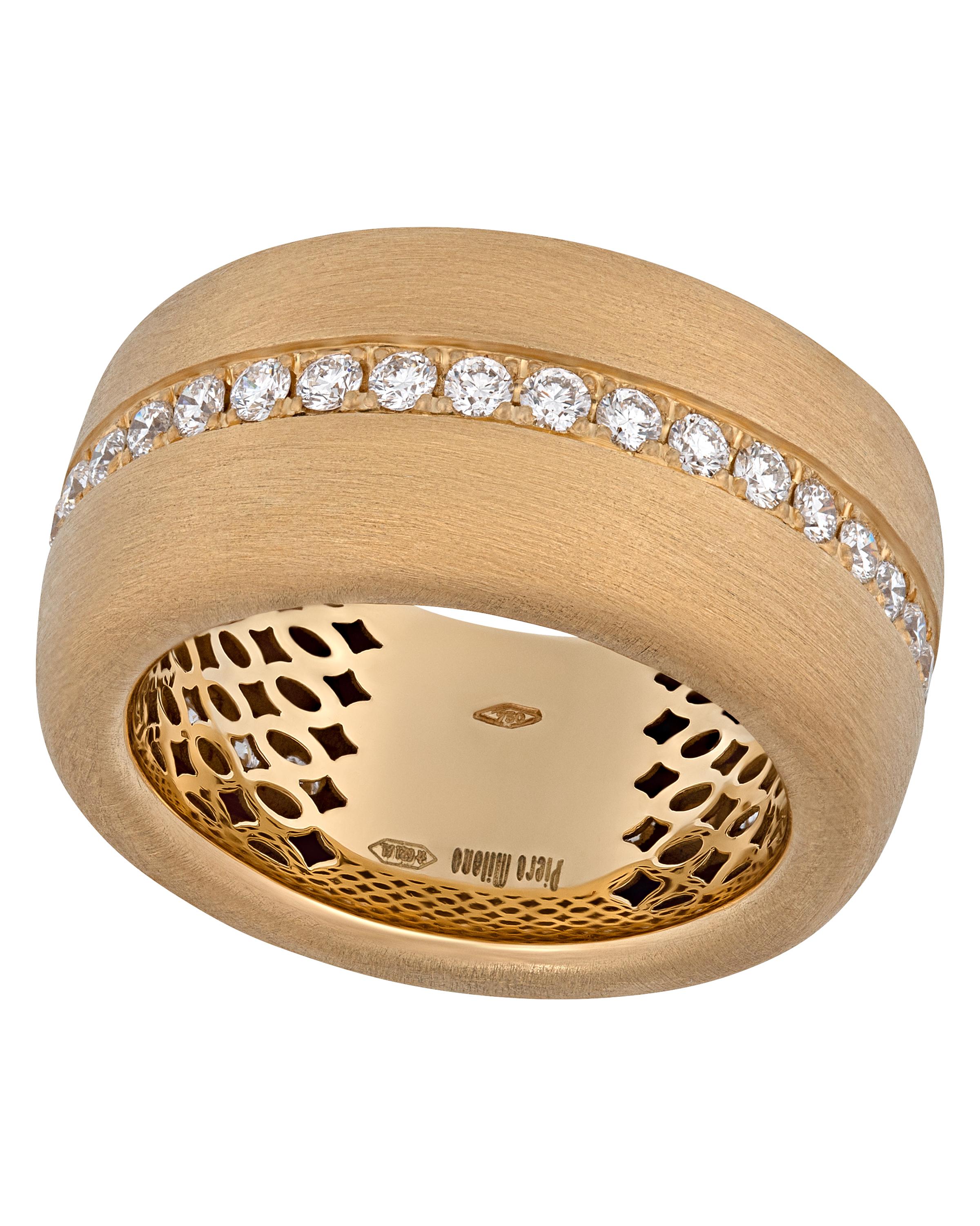 Contemporary Piero Milano 18K Yellow Gold Diamond Ring Sz 7 For Sale
