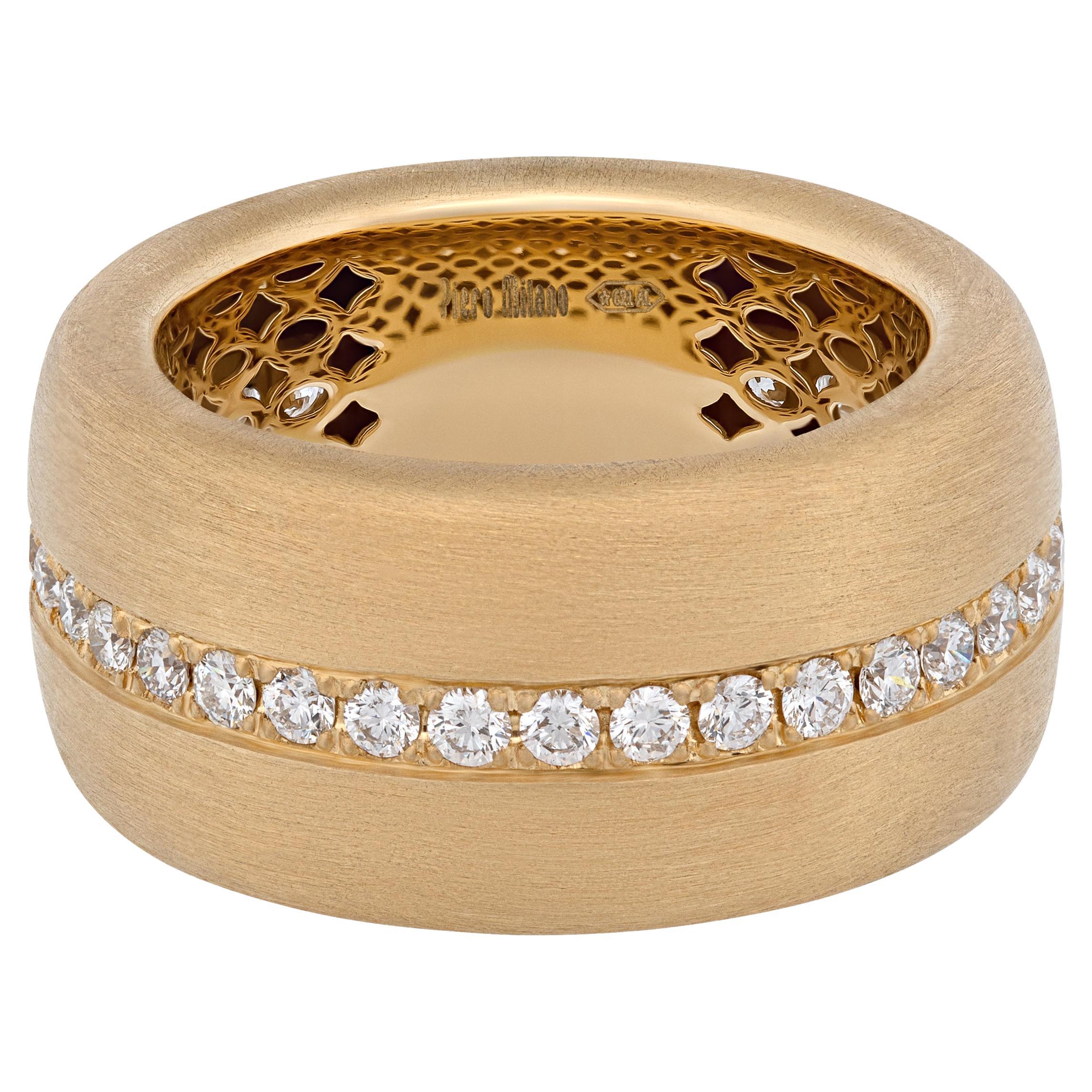 Piero Milano, bague en or jaune 18 carats avec diamants, taille 7 en vente