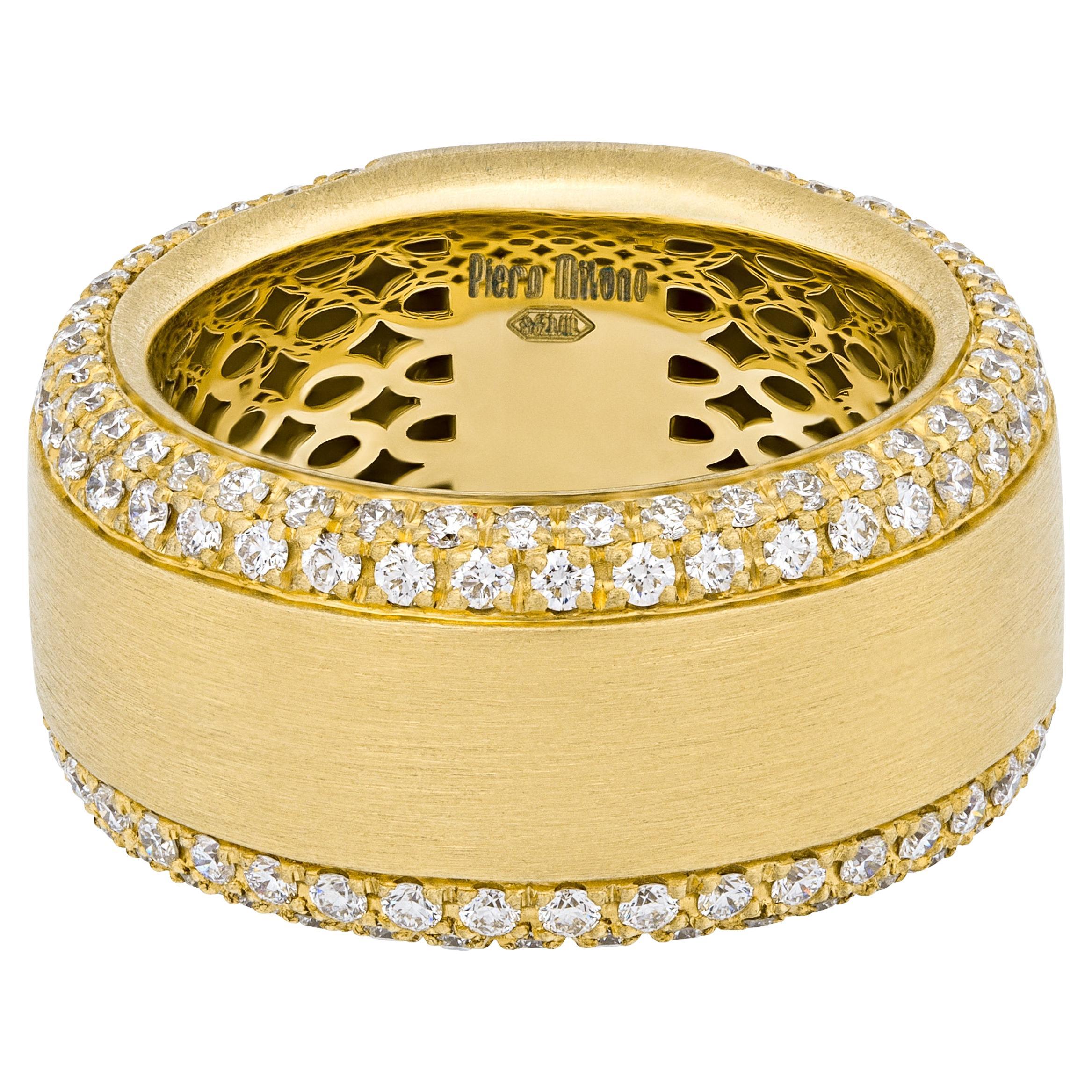 Piero Milano, bague en or jaune 18 carats avec diamants, taille 7