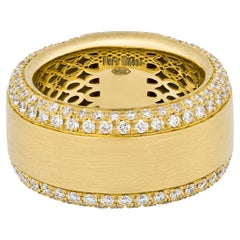 Piero Milano, bague en or jaune 18 carats avec diamants, taille 7