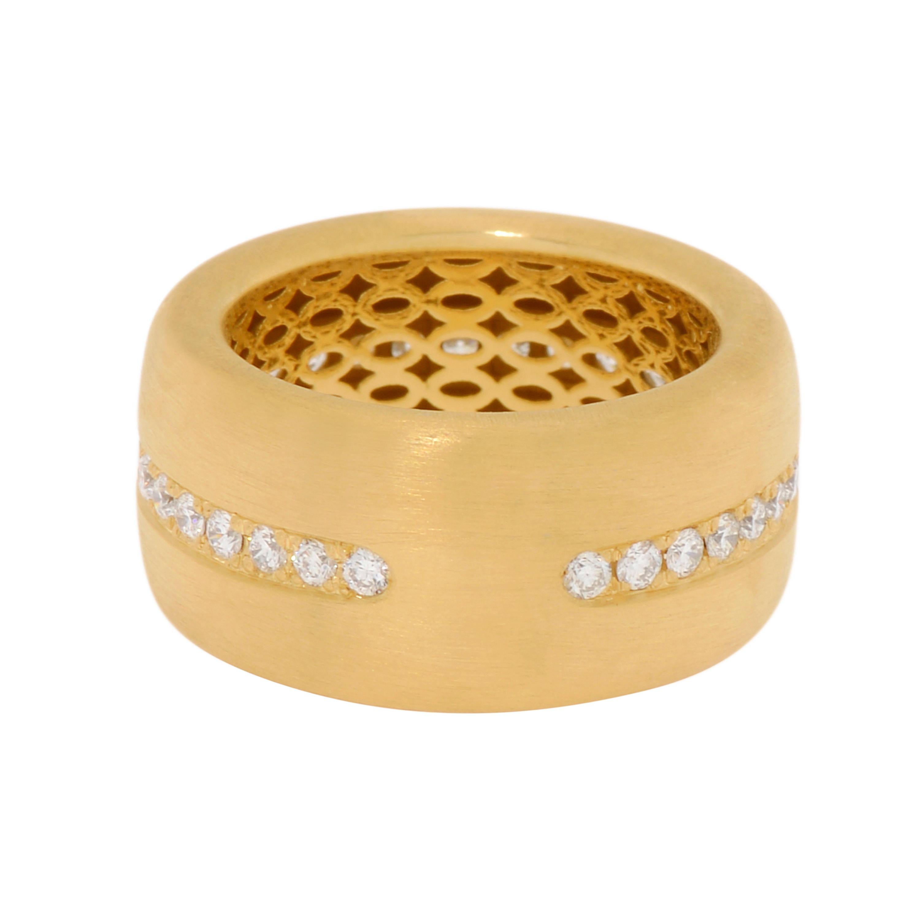 Contemporary Piero Milano 18K Yellow Gold Diamond Ring Sz 7.25 For Sale