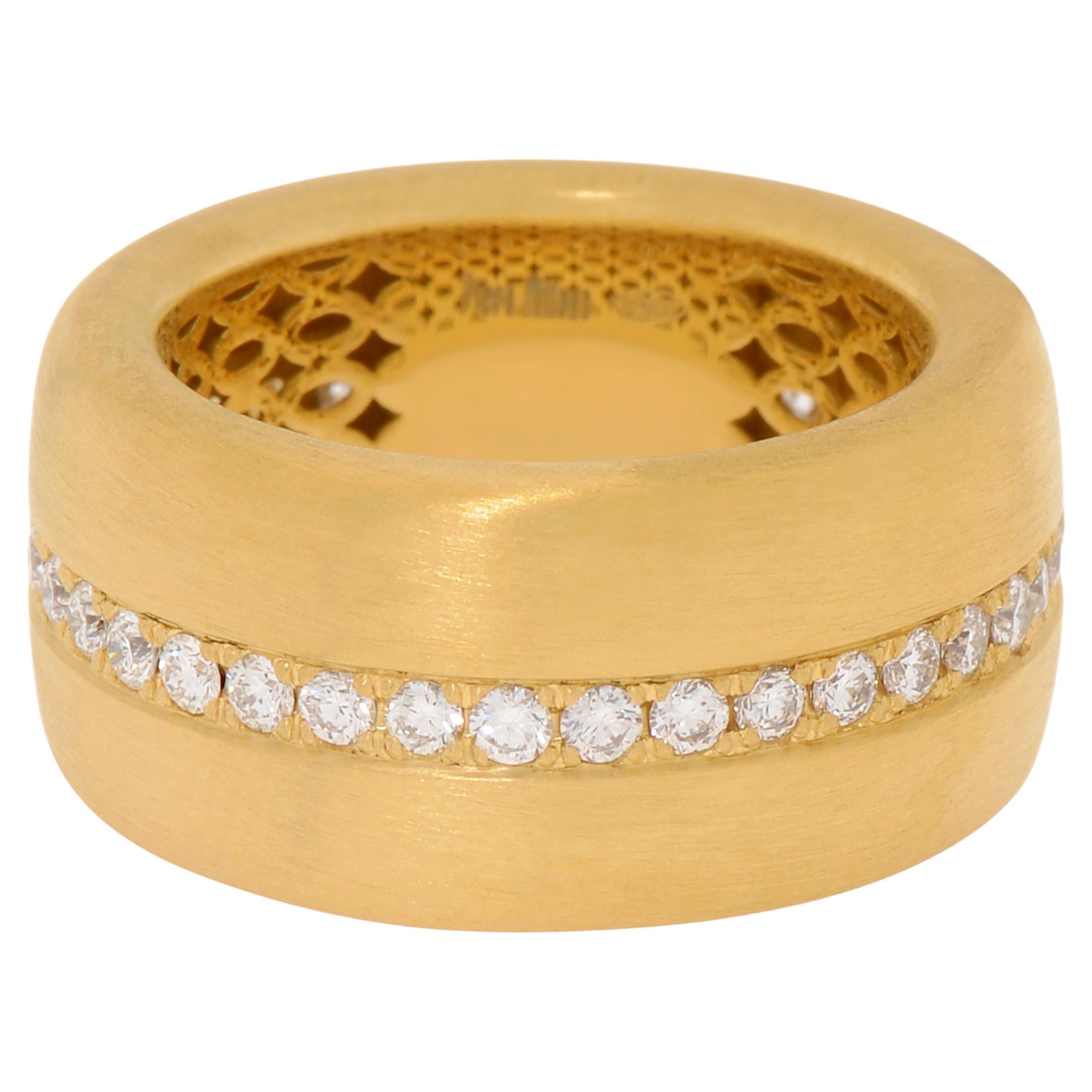 Piero Milano, bague en or jaune 18 carats avec diamants, taille 7,25 en vente