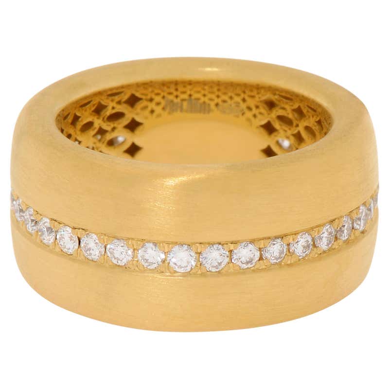 Vintage 90s Tiffany and Co Stitch Ring 18k Yellow Gold Dome Band Sz 7. ...