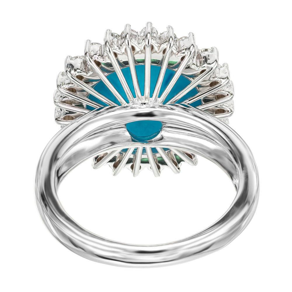 Round Cut Piero Milano .46 Carat Diamond Turquoise White Gold Cocktail Ring For Sale