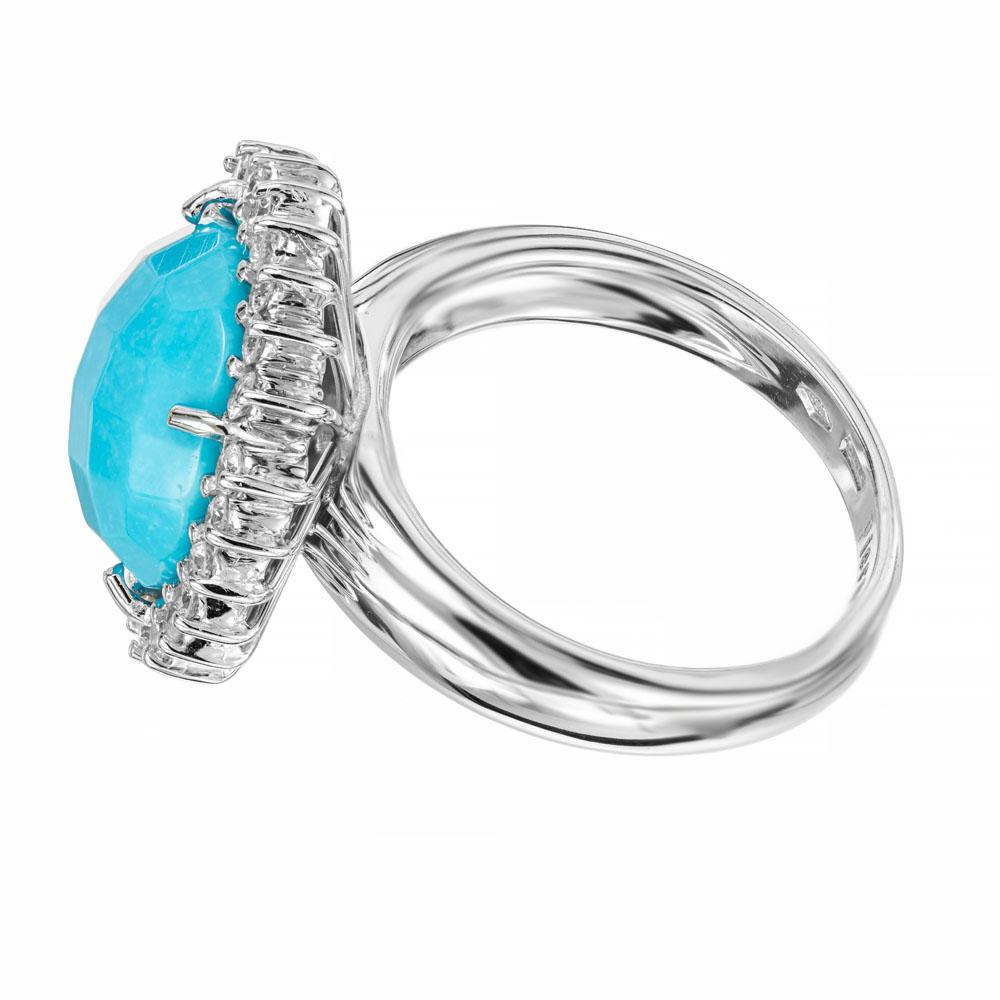 Piero Milano .46 Carat Diamond Turquoise White Gold Cocktail Ring In Good Condition For Sale In Stamford, CT